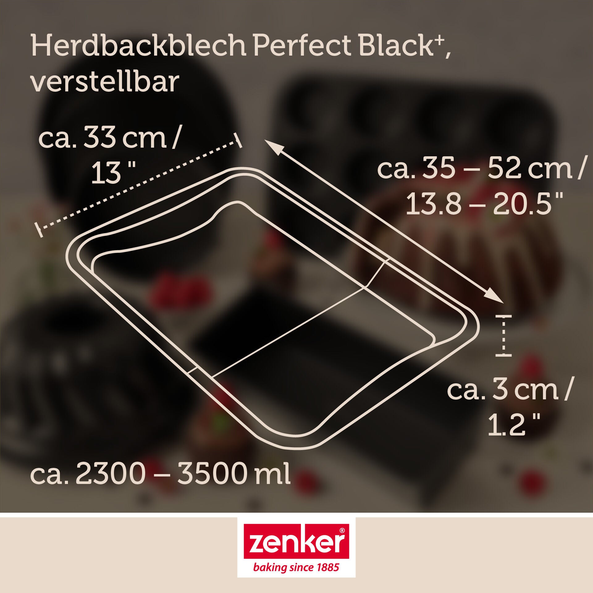 Nærbilde av justerbar mekanisme på Bakeplate uttrekkbar 34,5-52 cm non-stick - Zenker