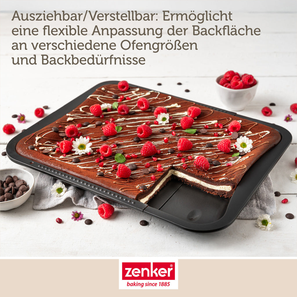Bakeplate uttrekkbar 34,5-52 cm non-stick - Zenker med bakverk