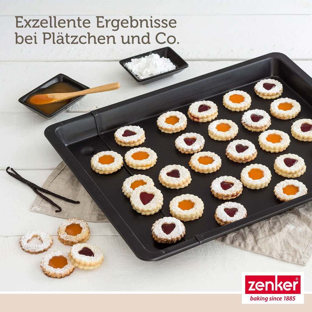 Bakeplate uttrekkbar 37,5-52 cm non-stick med høy kant - Zenker sett fra siden