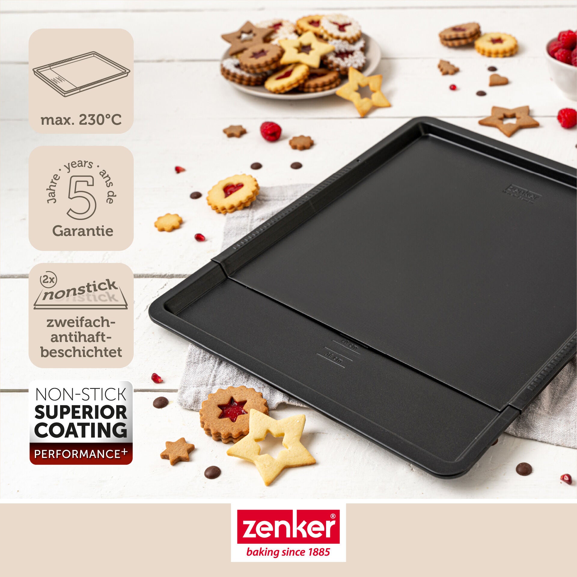 Detalj av non-stick belegg på Bakeplate uttrekkbar non-stick 37-52 cm PFAS-fri - Zenker