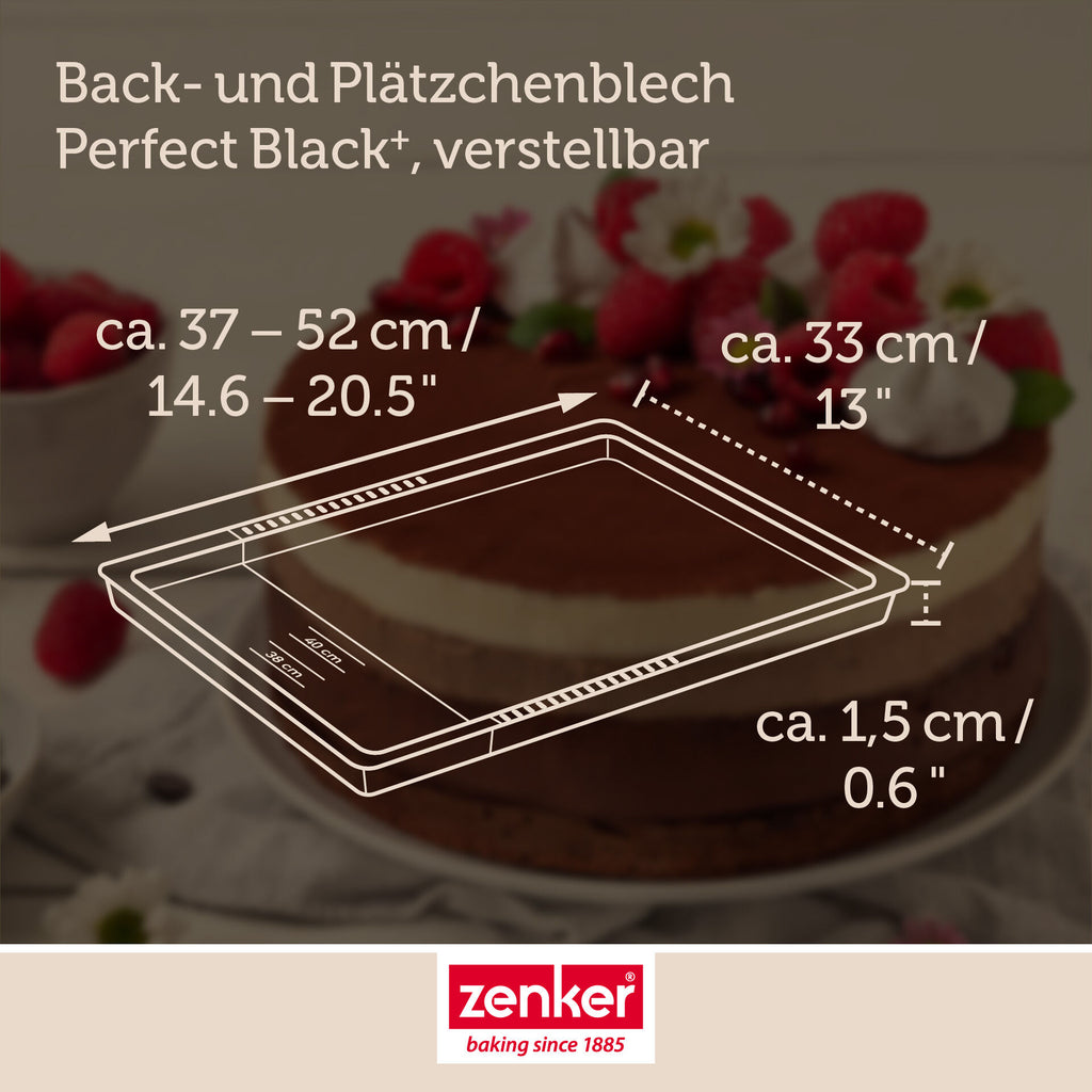 Nærbilde av justeringsmekanisme på Bakeplate uttrekkbar non-stick 37-52 cm PFAS-fri - Zenker