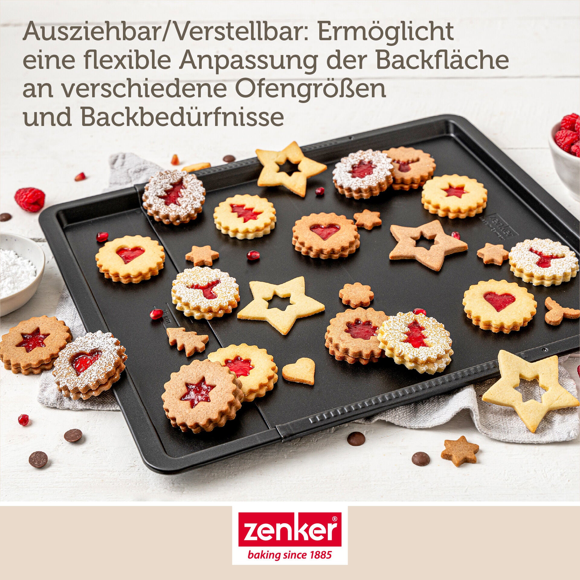 Bakeplate uttrekkbar non-stick 37-52 cm PFAS-fri - Zenker i bruk med bakverk