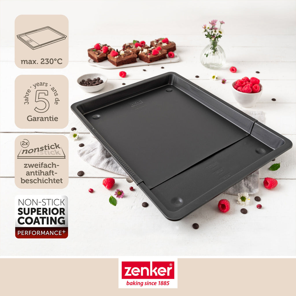 Bakeplate uttrekkbar 37-52 cm høy kant non-stick - Zenker detalj av kant
