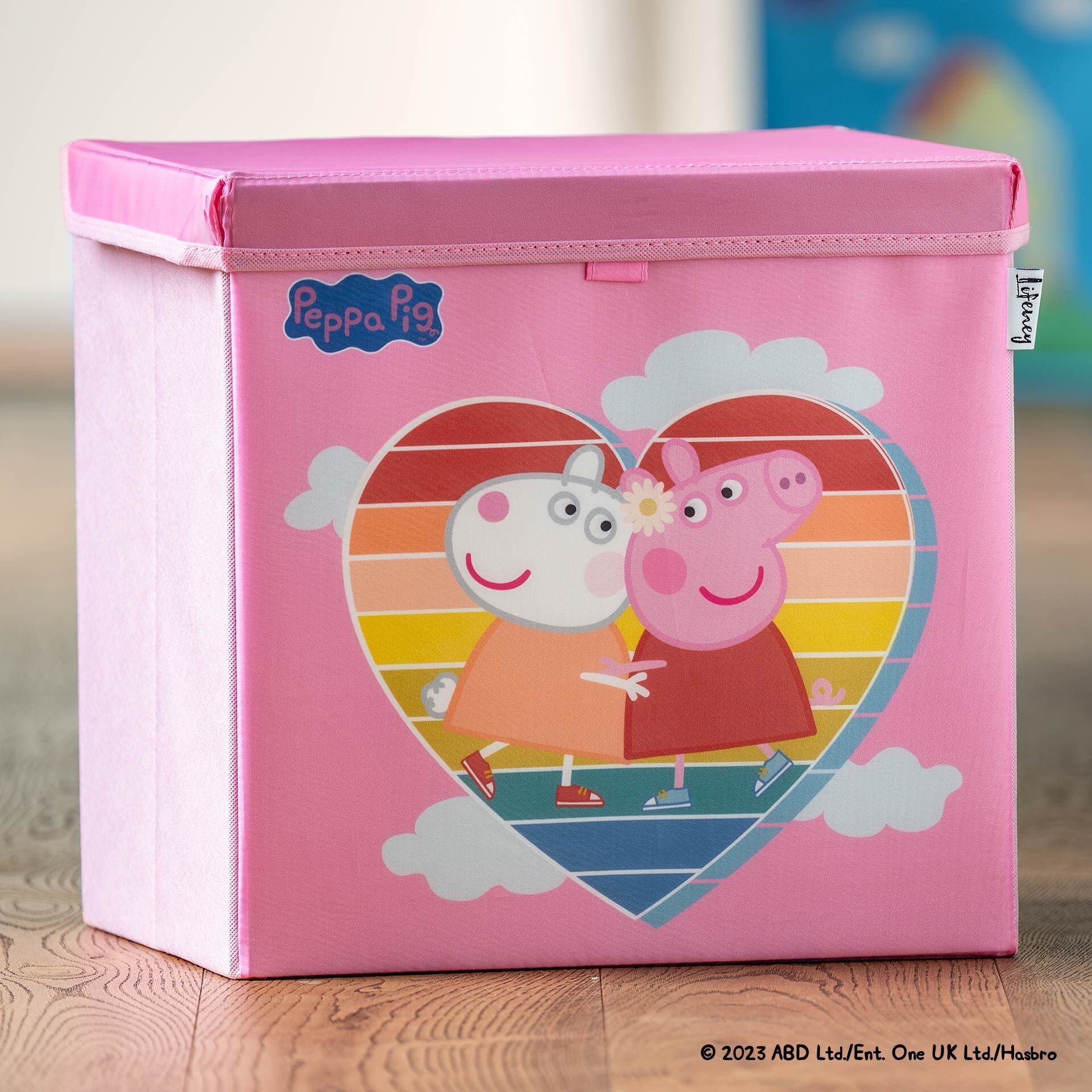 Bakside av Oppbevaringsboks Peppa Pig vennskap med lokk