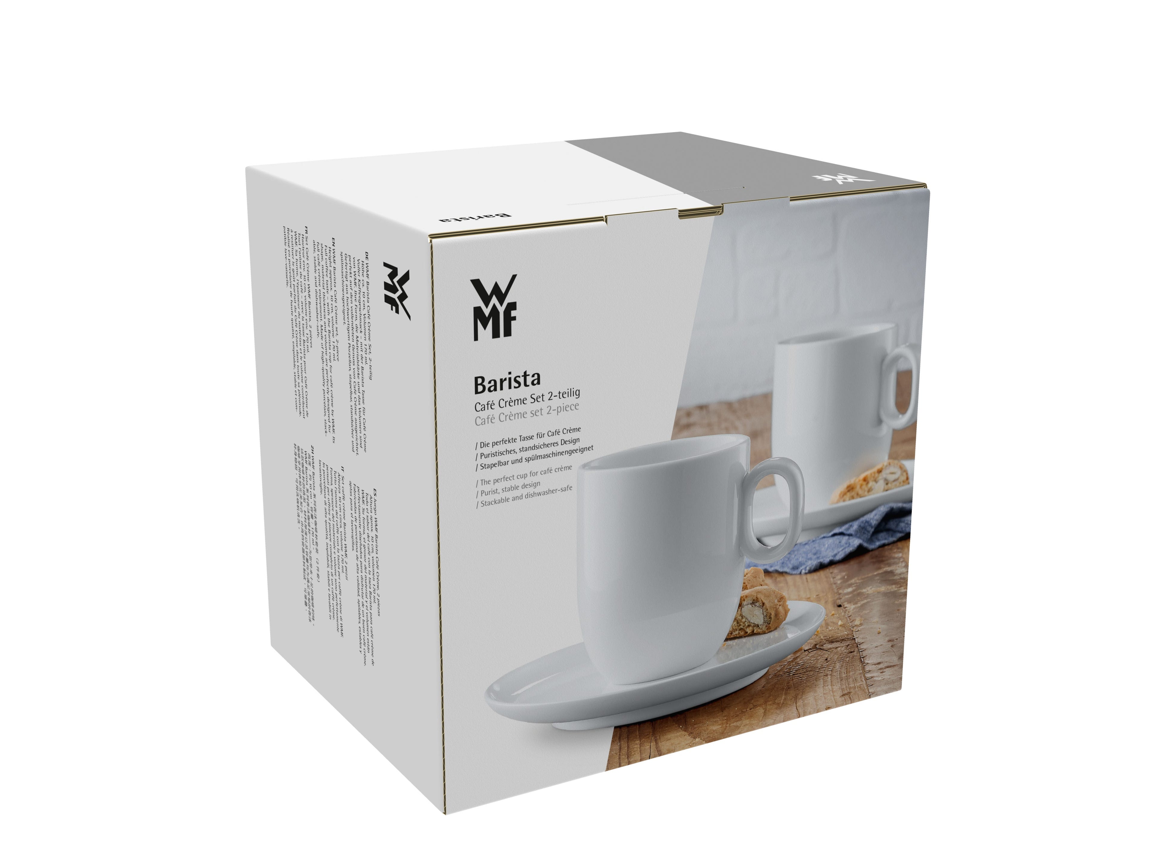 Barista café crème-sett 4-delt porselen 170 ml WMF montert på bord