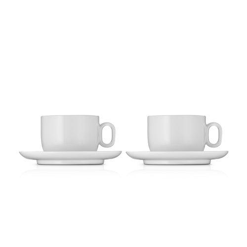 Barista cappuccinosett 4-delt porselen 160 ml med skål forfra