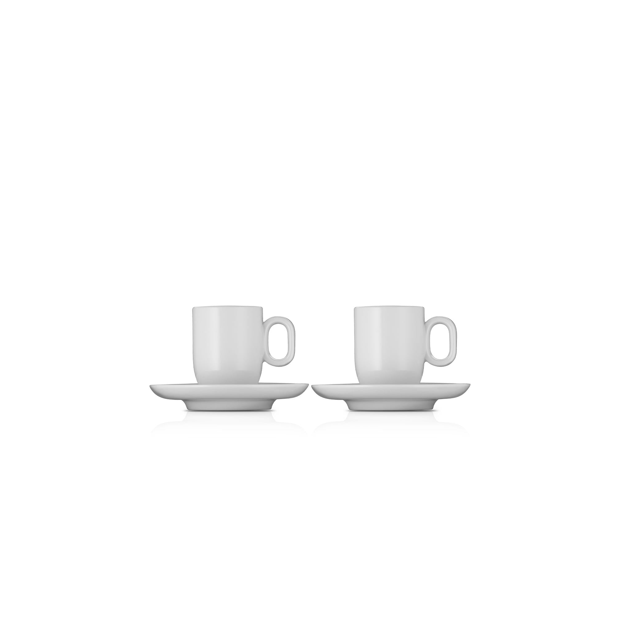 Barista espressosett 4-delt porselen 60 ml med skål forfra