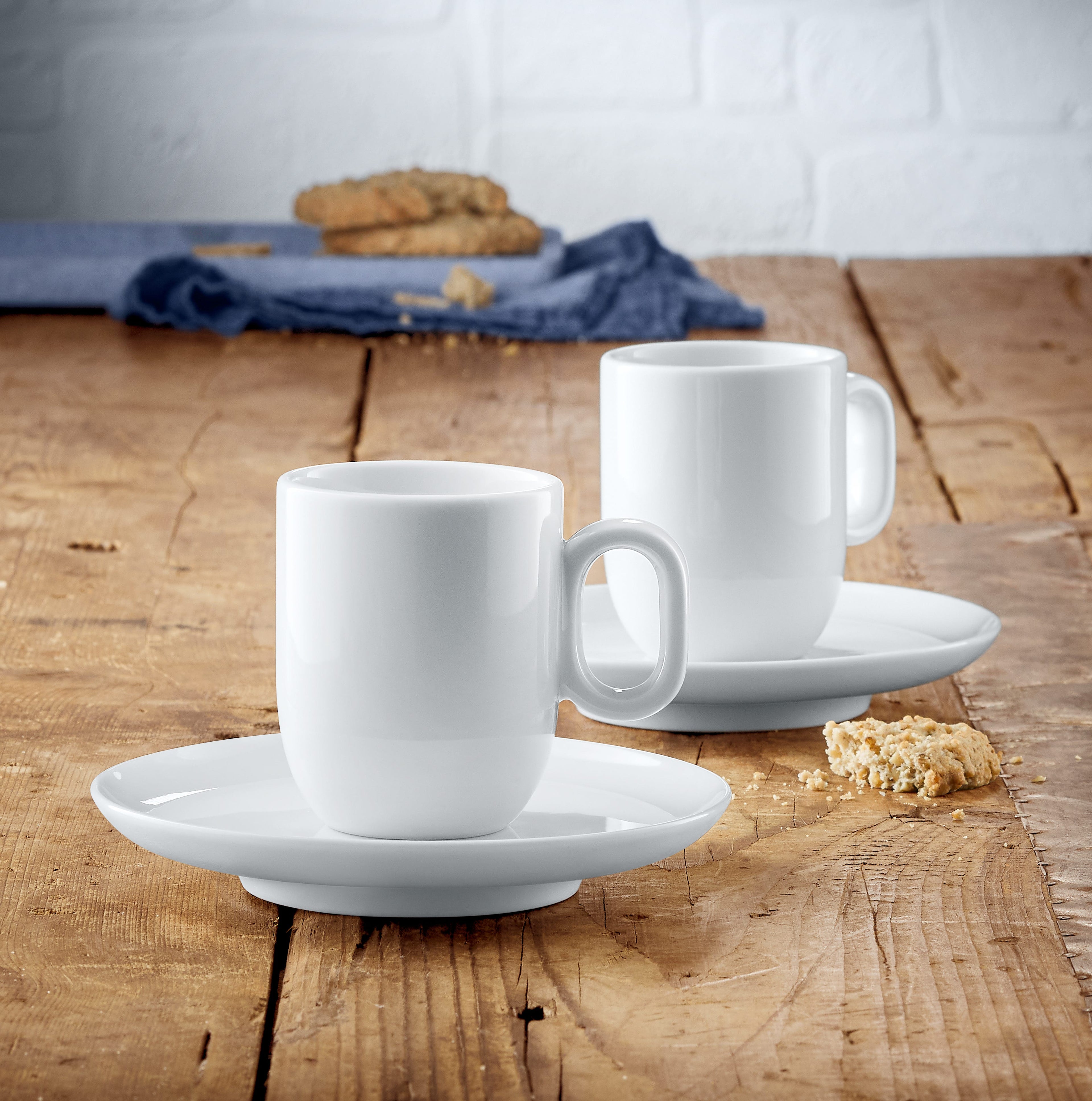 Detalj av Barista espressosett 4-delt porselen 60 ml med skål