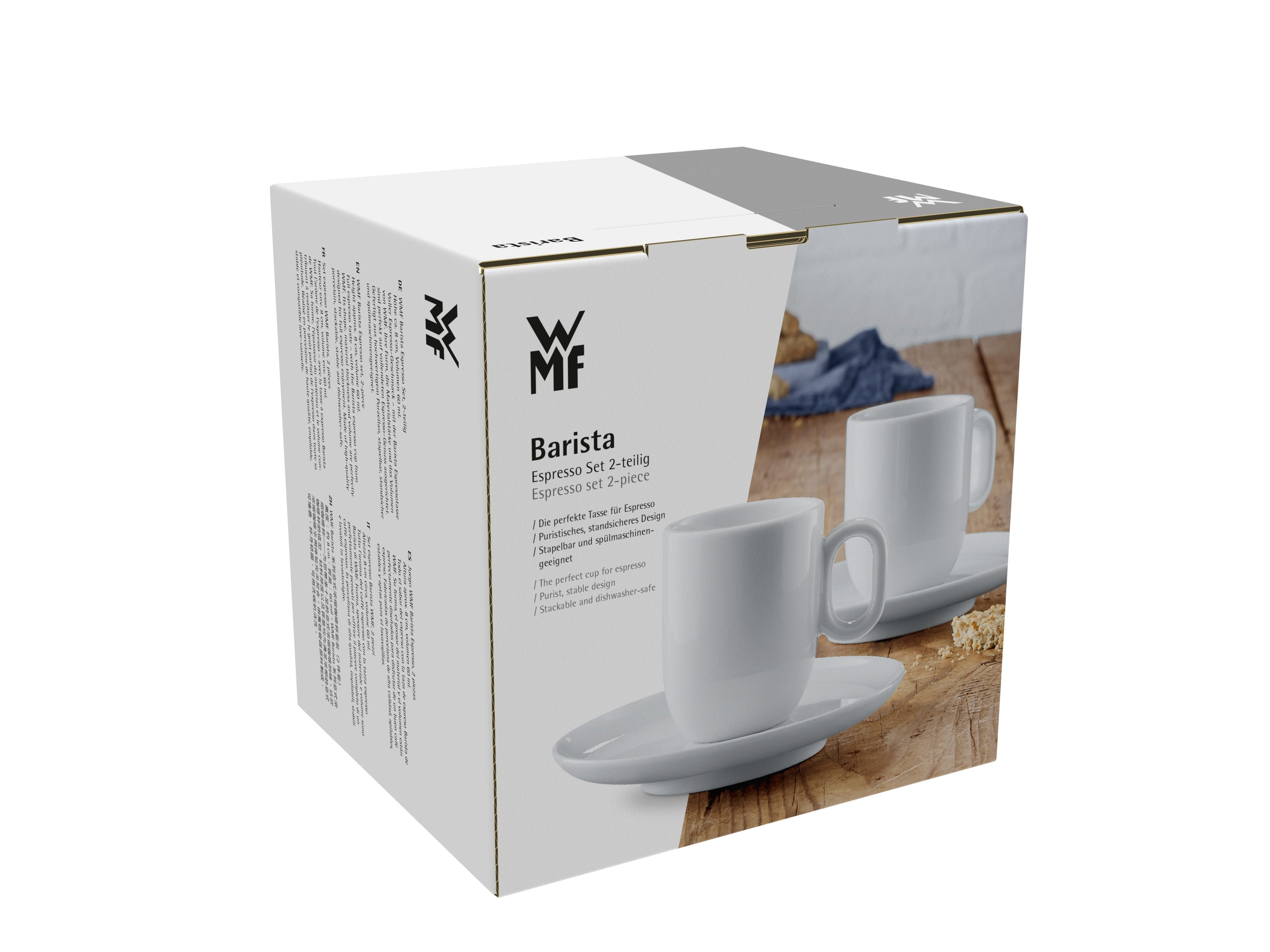 Barista espressosett 4-delt porselen 60 ml med skål montert