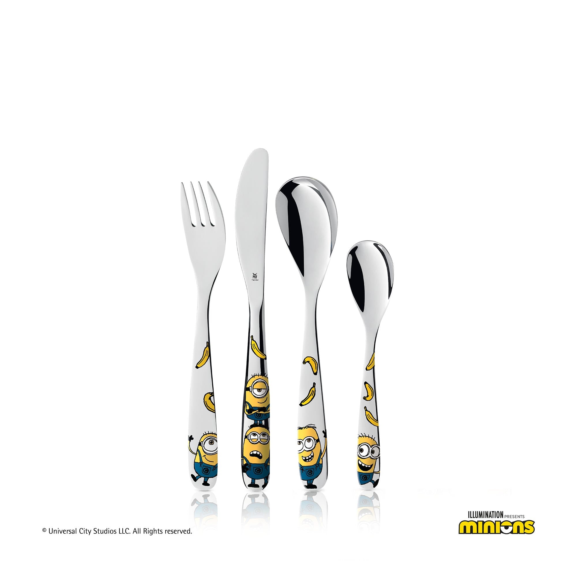 Barnebestikk Minions® 4-delt rustfritt stål polert forfra