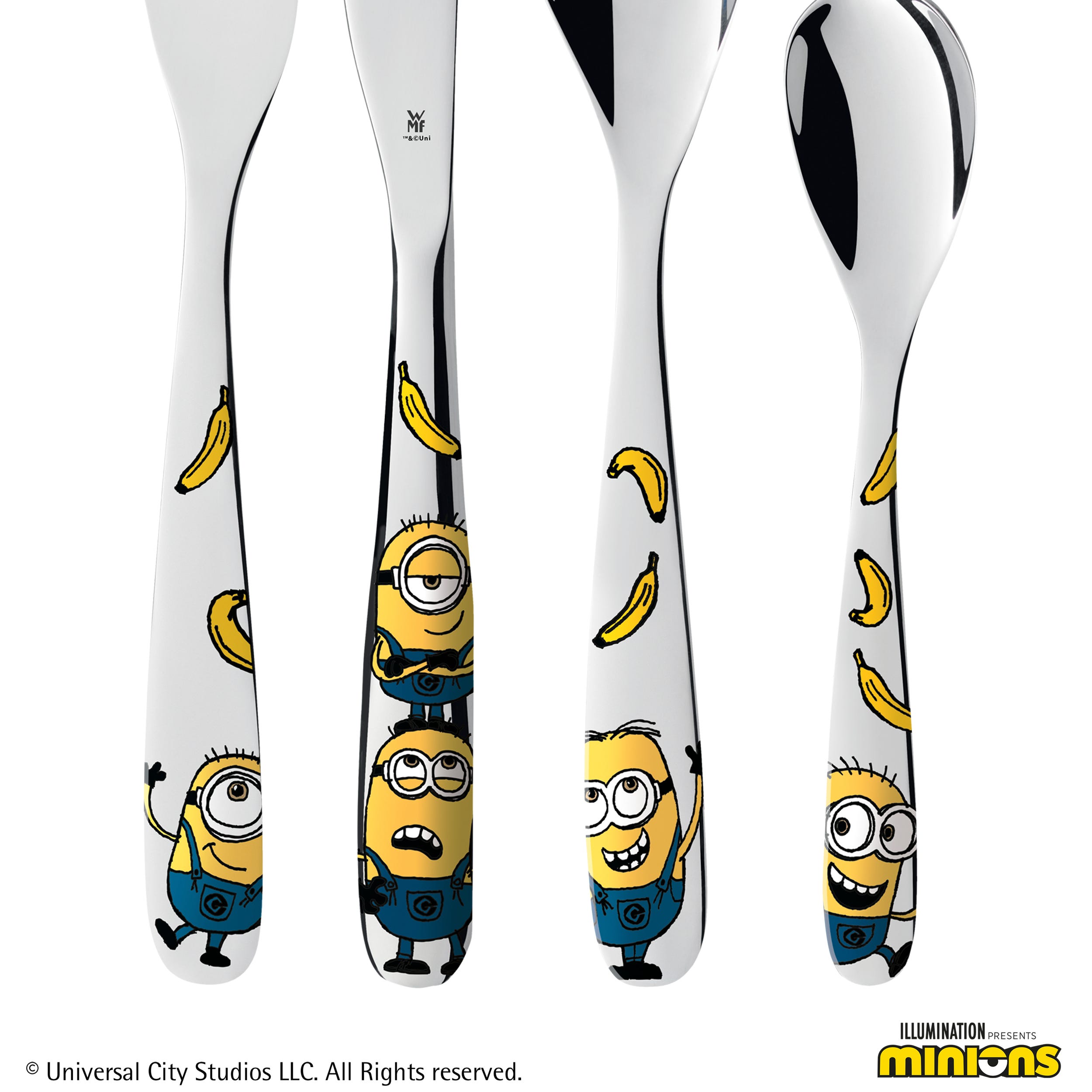 Barnebestikk Minions® 4-delt rustfritt stål polert bakside