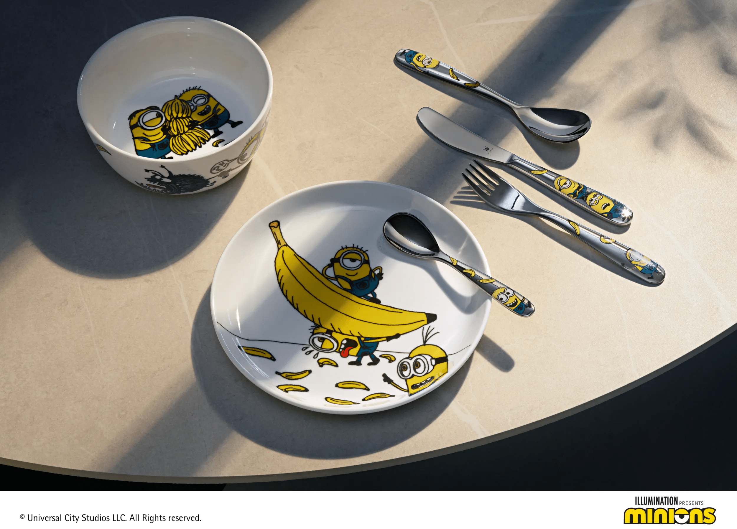 Barnebestikk Minions® 4-delt rustfritt stål polert detalj