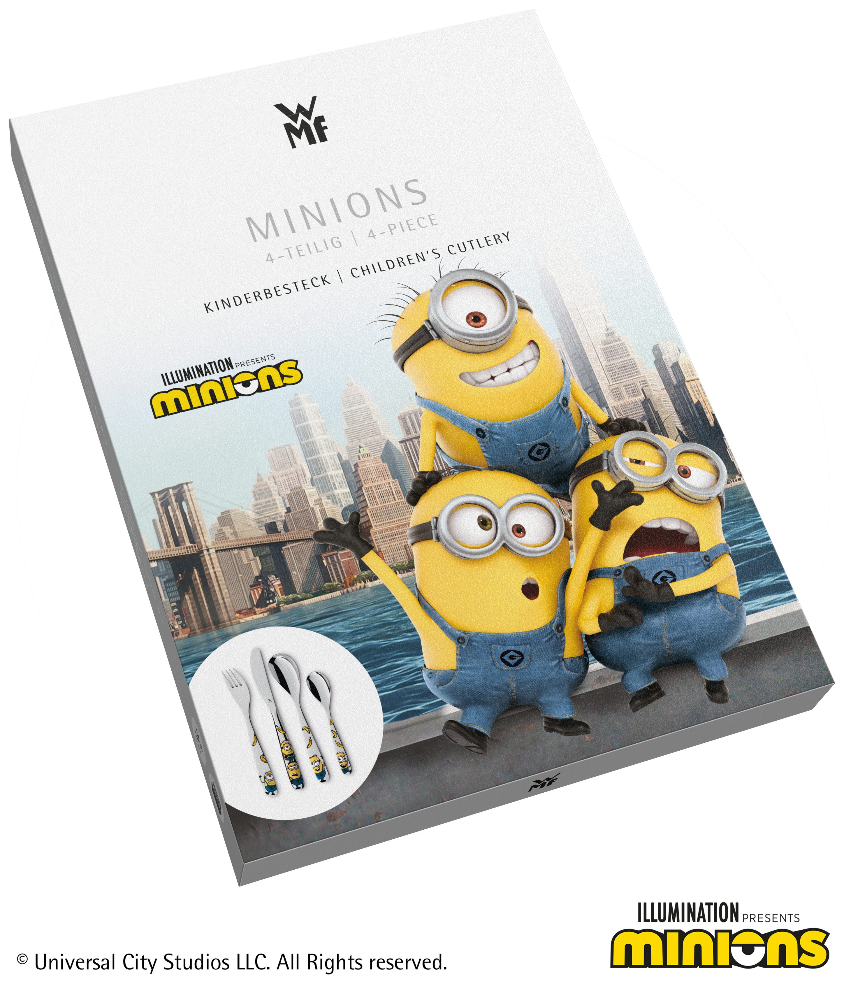 Barnebestikk Minions® 4-delt rustfritt stål polert nærbilde