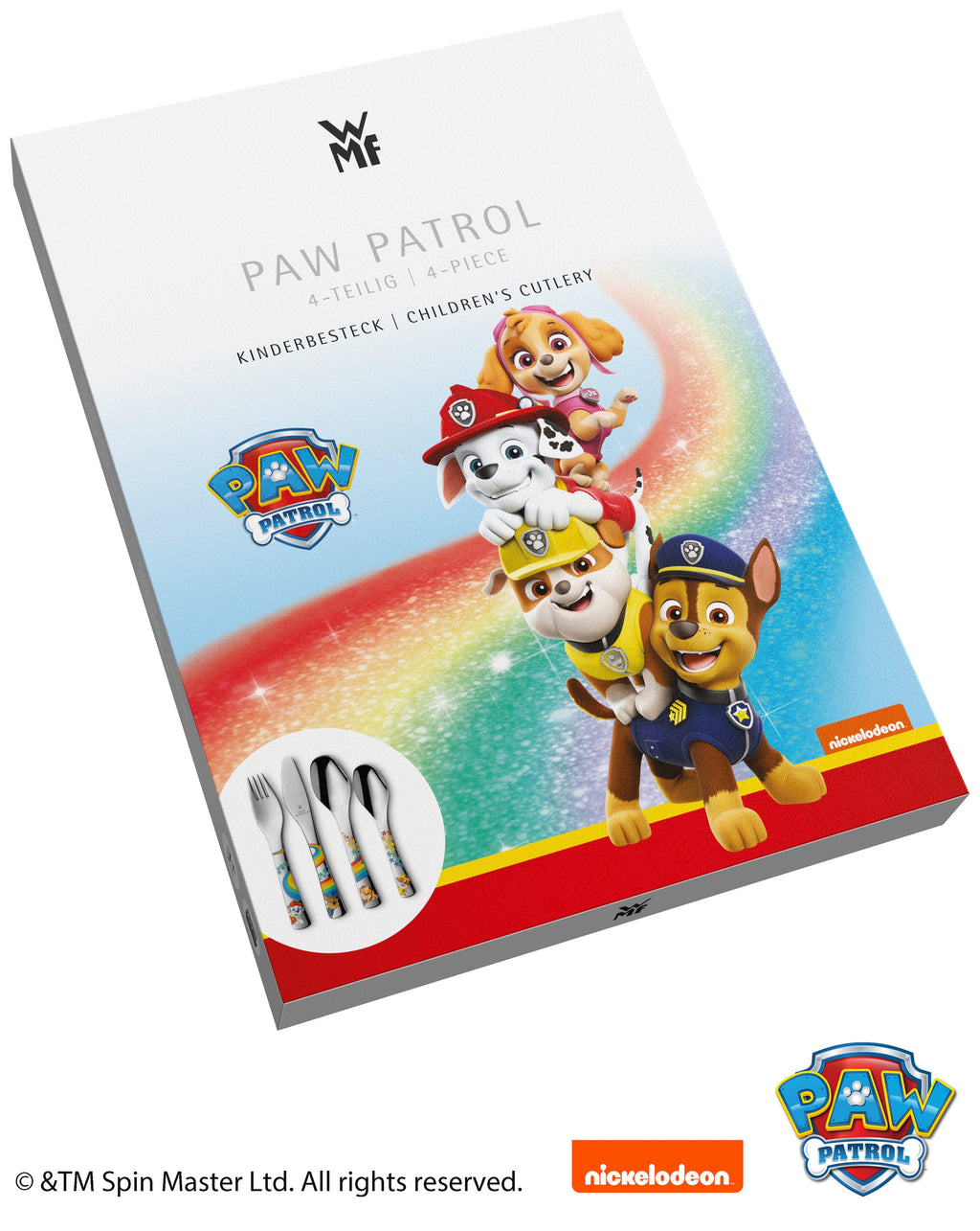 Barnebestikk 4-delt sett PAW Patrol rustfritt stål skje detalj