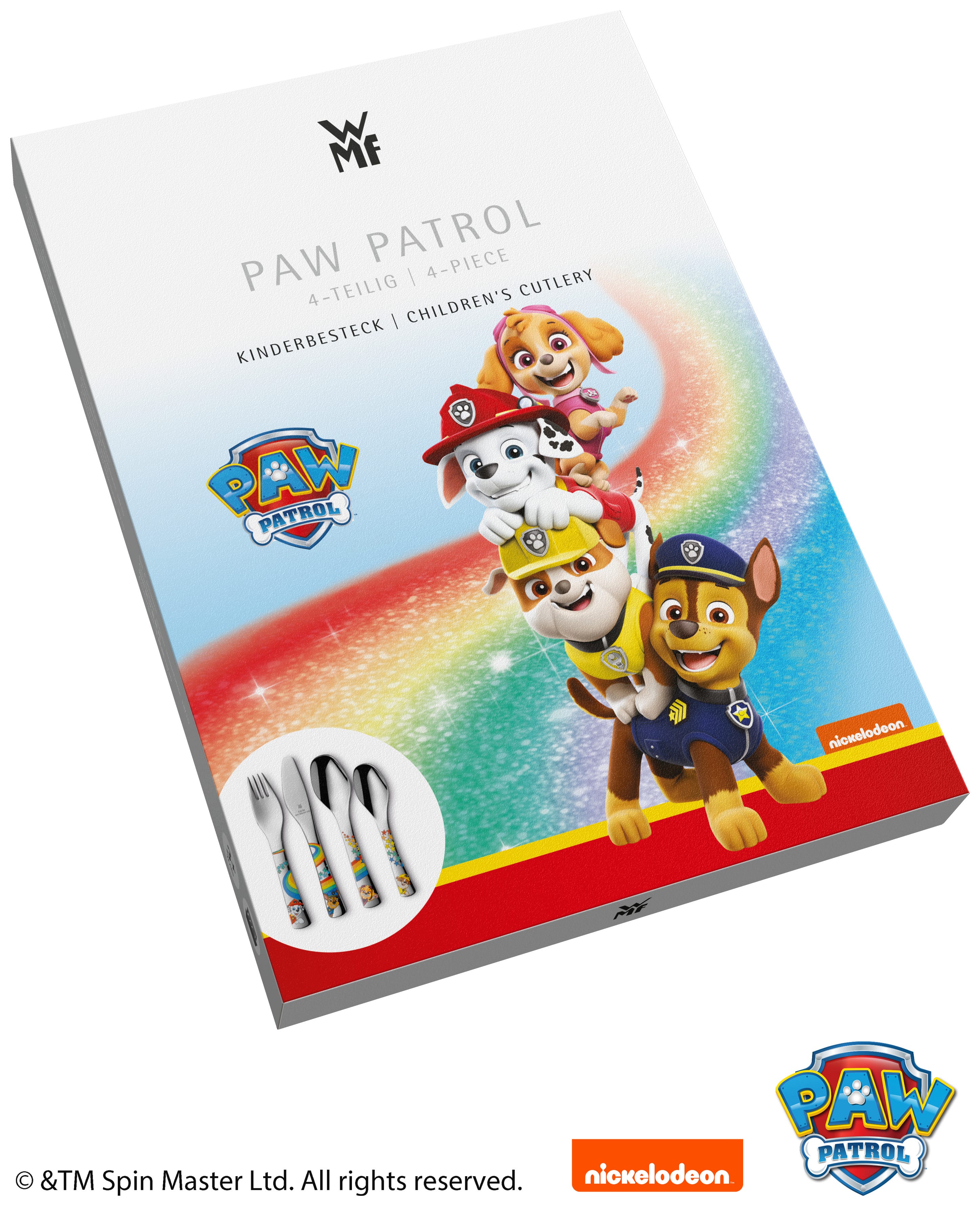 Barnebestikk 4-delt sett PAW Patrol rustfritt stål skje detalj