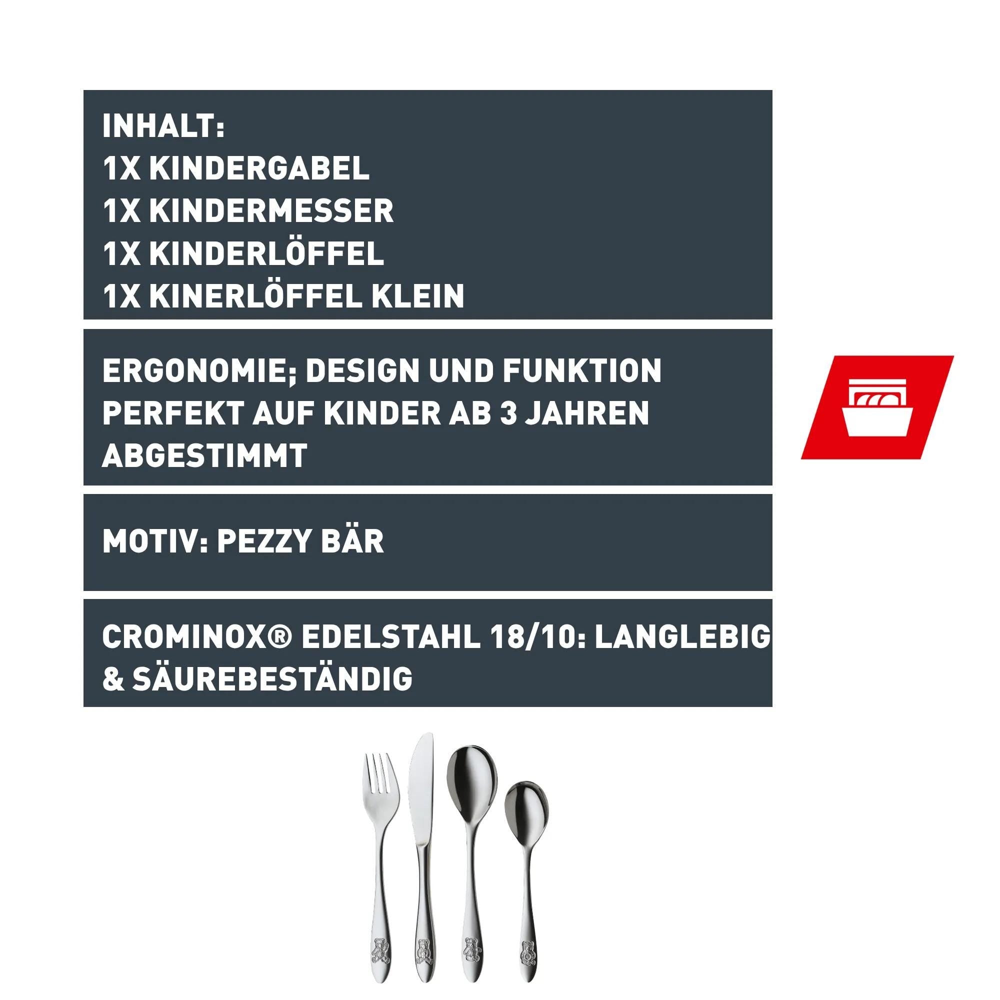Barnebestikk Pezzy Kids 4-delt rustfritt stål 18/10 fra SILIT detalj