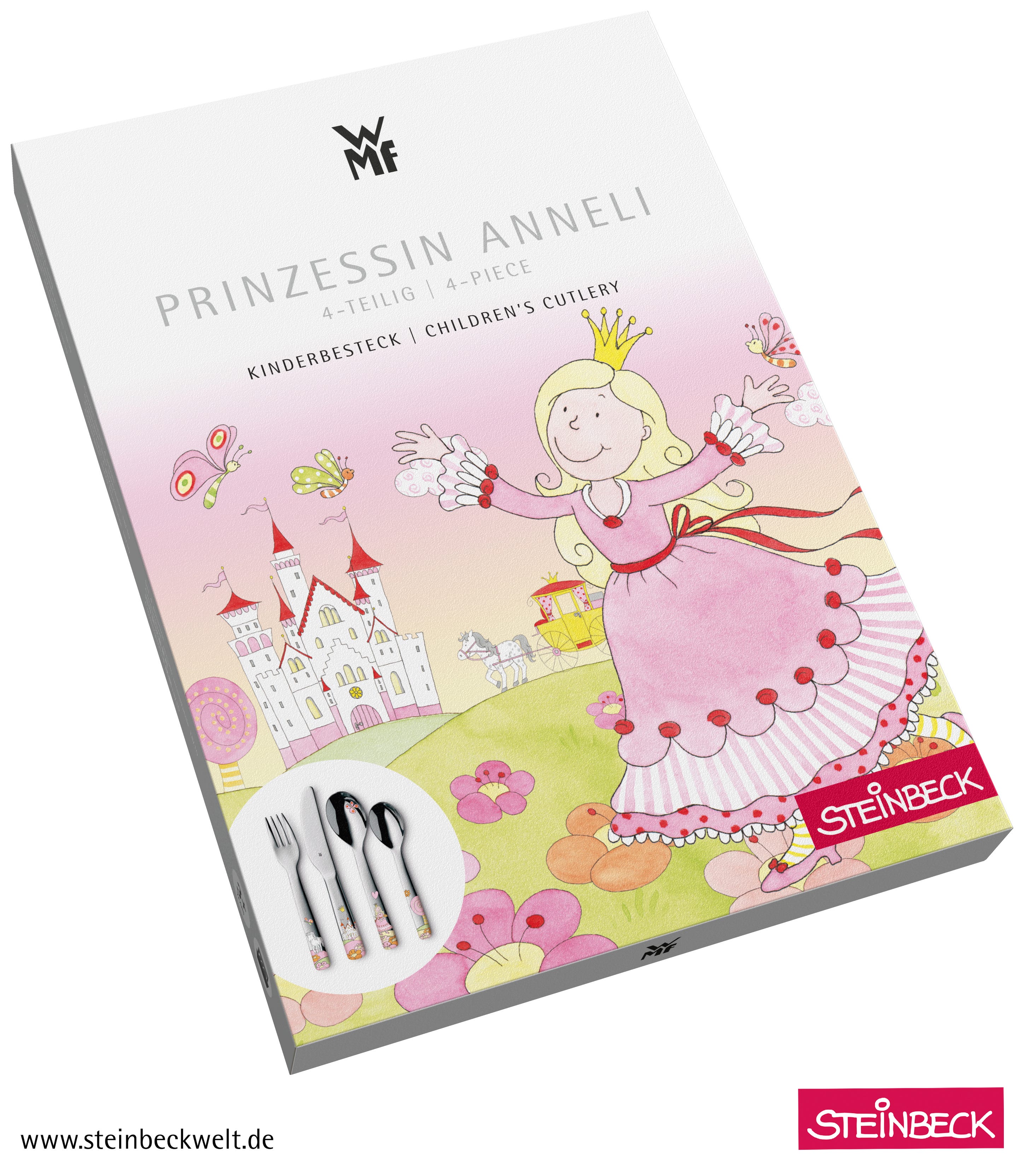 Barnebestikk Prinsesse Anneli 4-delt rustfritt stål polert montert