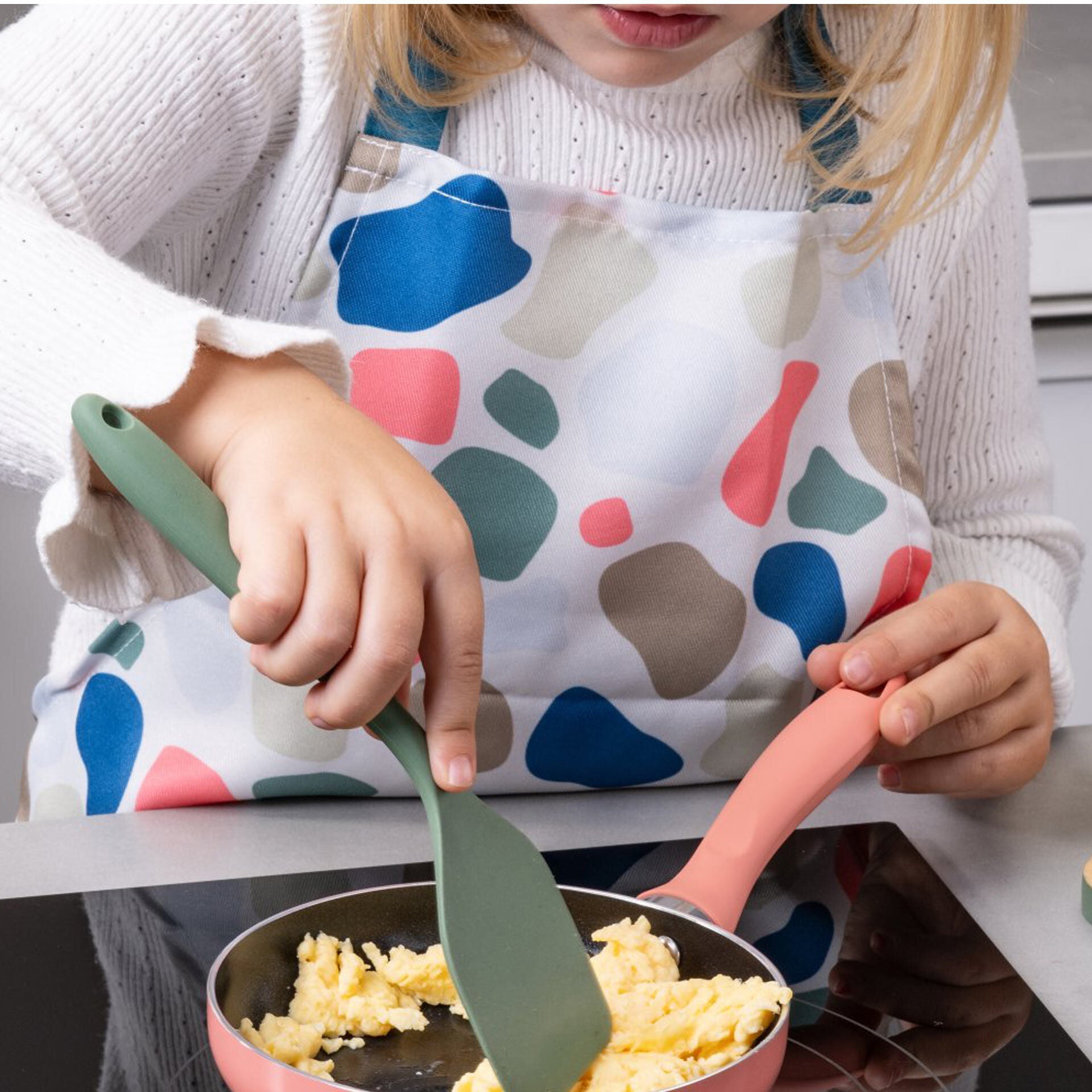 Barneforkle fargerikt polyester 58x45 cm med borrelås - bakside