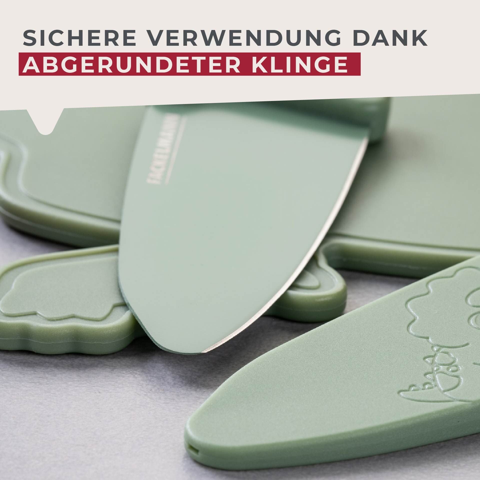 Barnekniv med knivbeskytter dino 9,5 cm 2-delt sett - helhetlig oversikt
