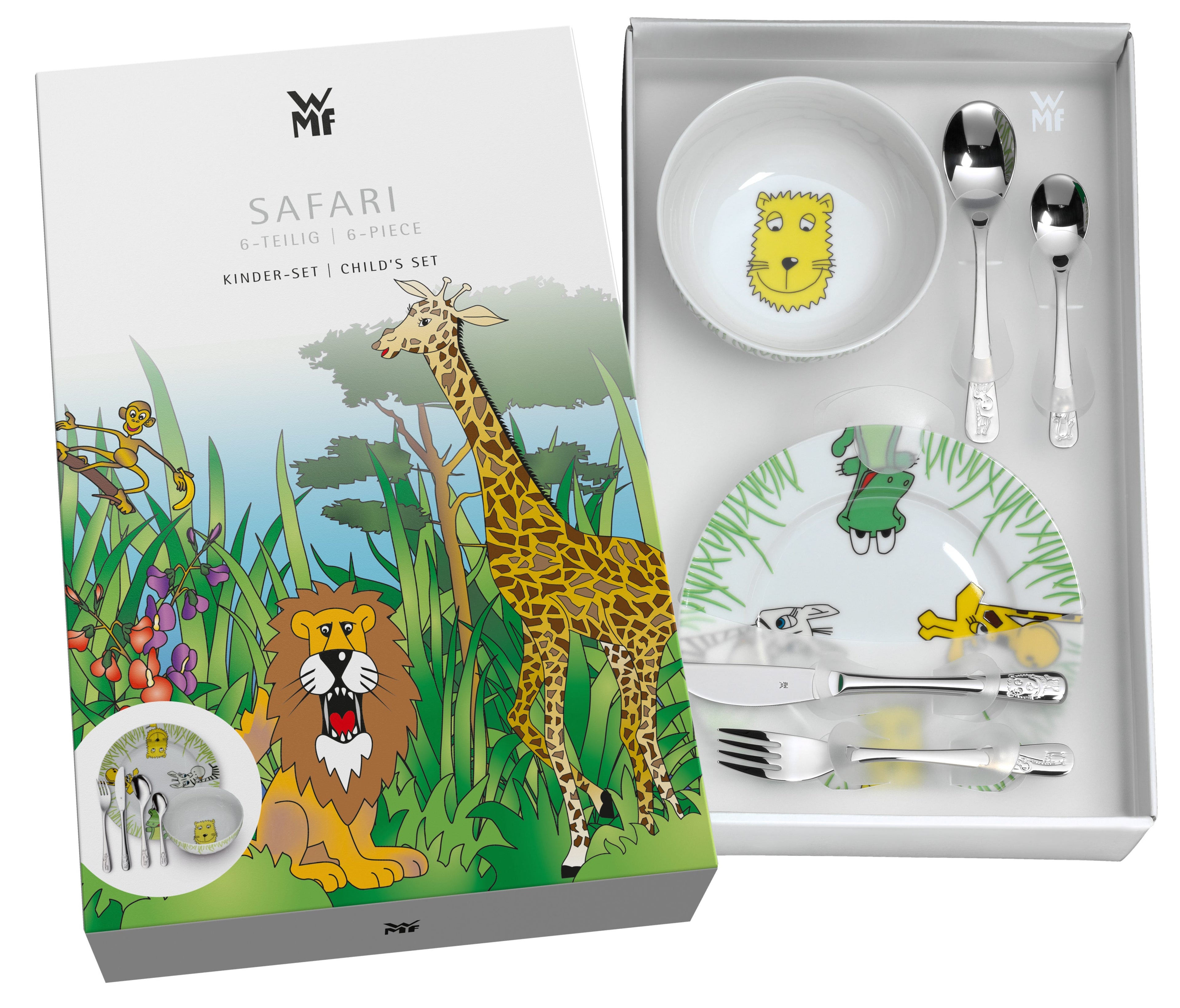 Nærbilde av tallerken fra Barneservise og bestikk Safari 6-delt porselen