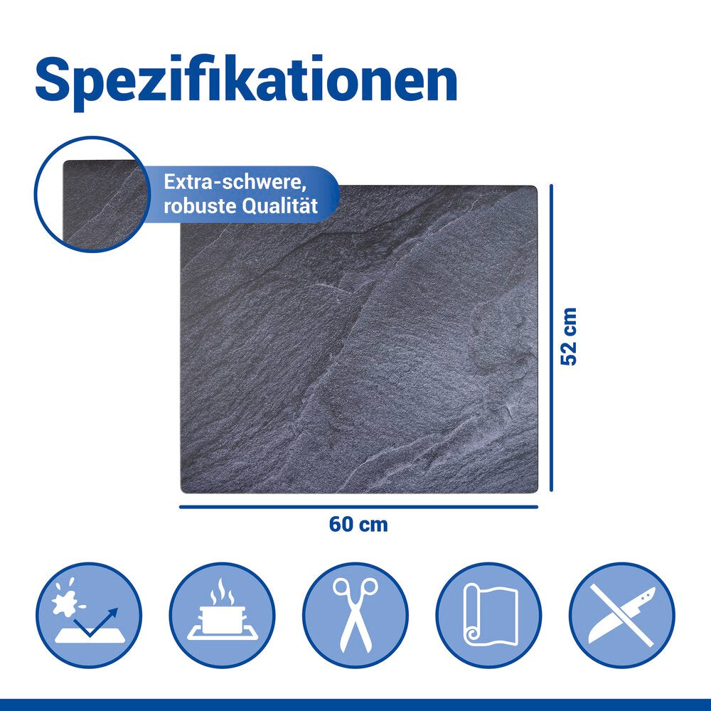 Pakket beskyttelsesmatte for koketopp 60x52 cm svart skifermønster fra WENKO
