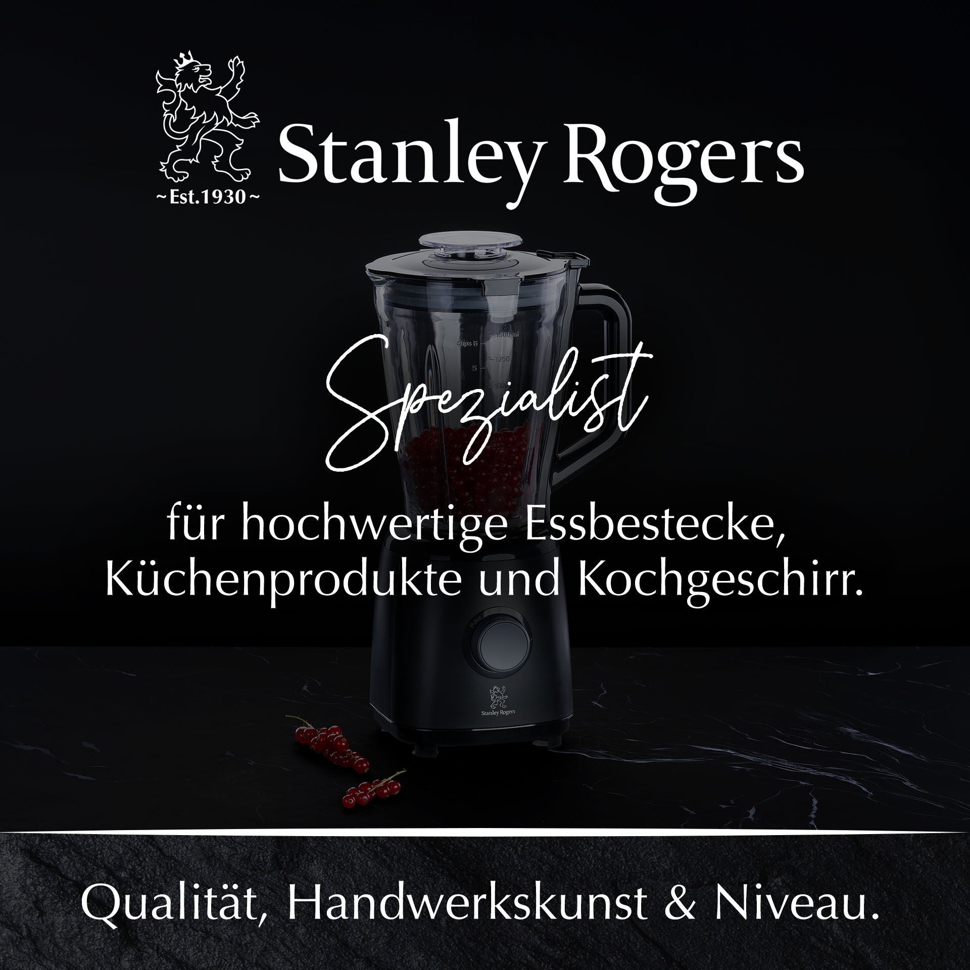 Blender glass 1,5 L 600W - Stanley Rogers montert på kjøkkenbenk