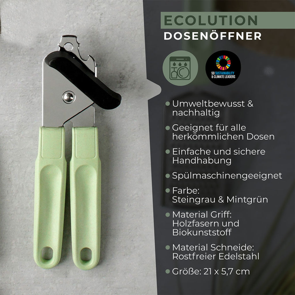 Boksåpner Ecolution med trefibergrep rustfritt stål detalj av åpneren