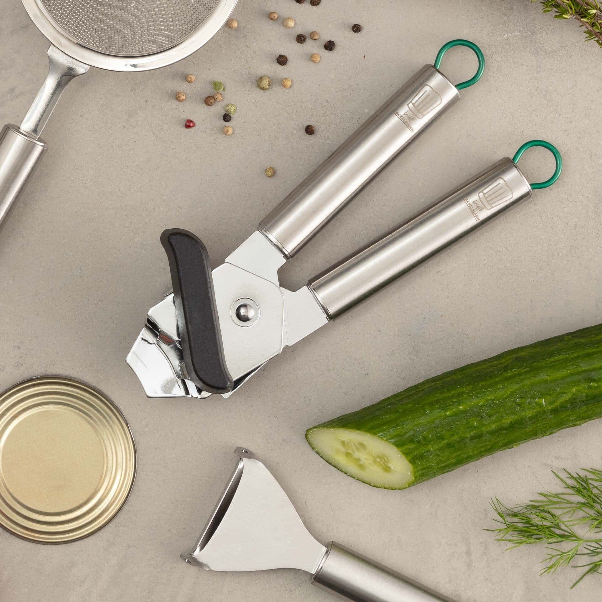 Boksåpner med flaskeåpner rustfritt stål - Chefkoch trifft Fackelmann bakside