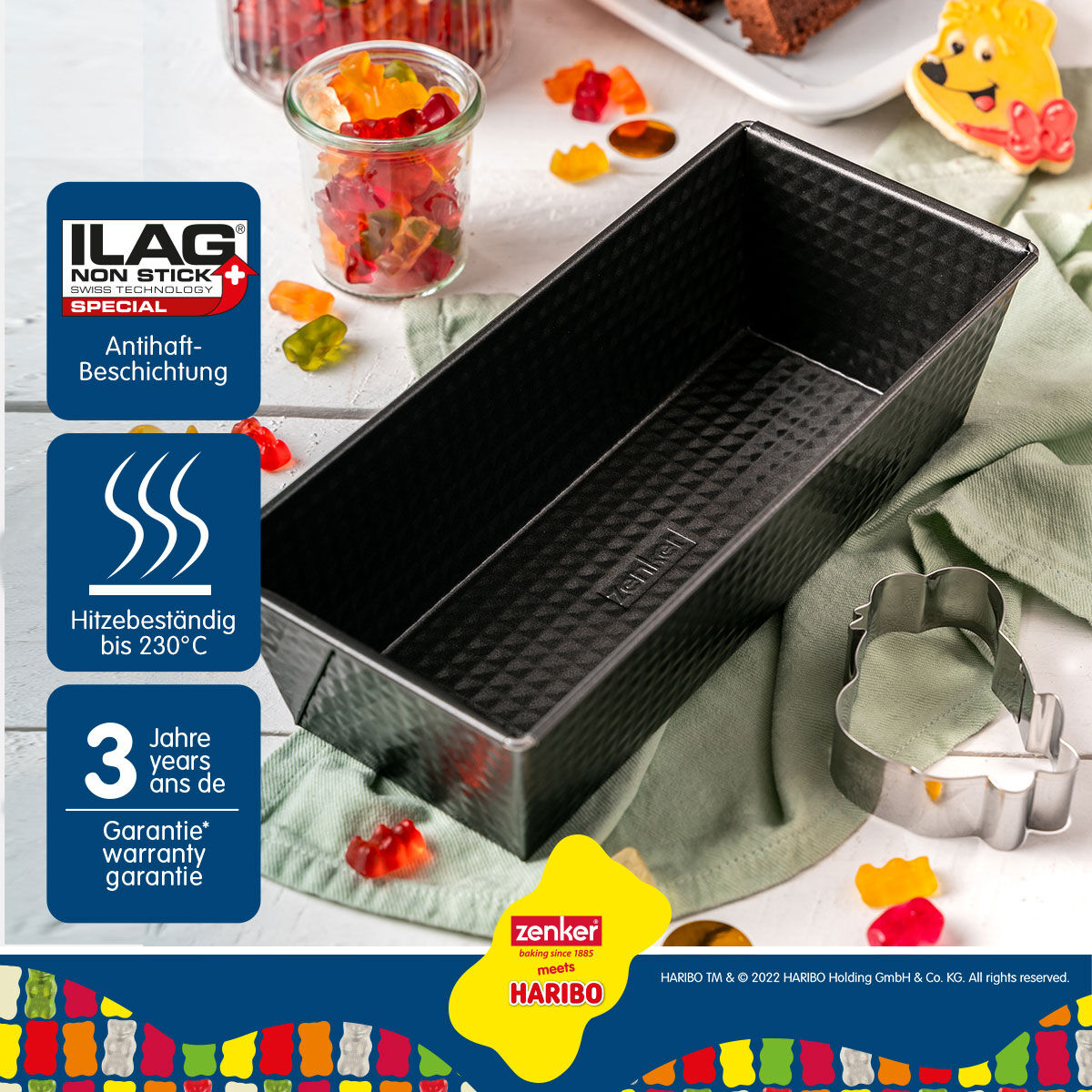 Nærbilde av ILAG Special-belegget på Brødform 25 cm med utstikker rustfritt stål - Zenker