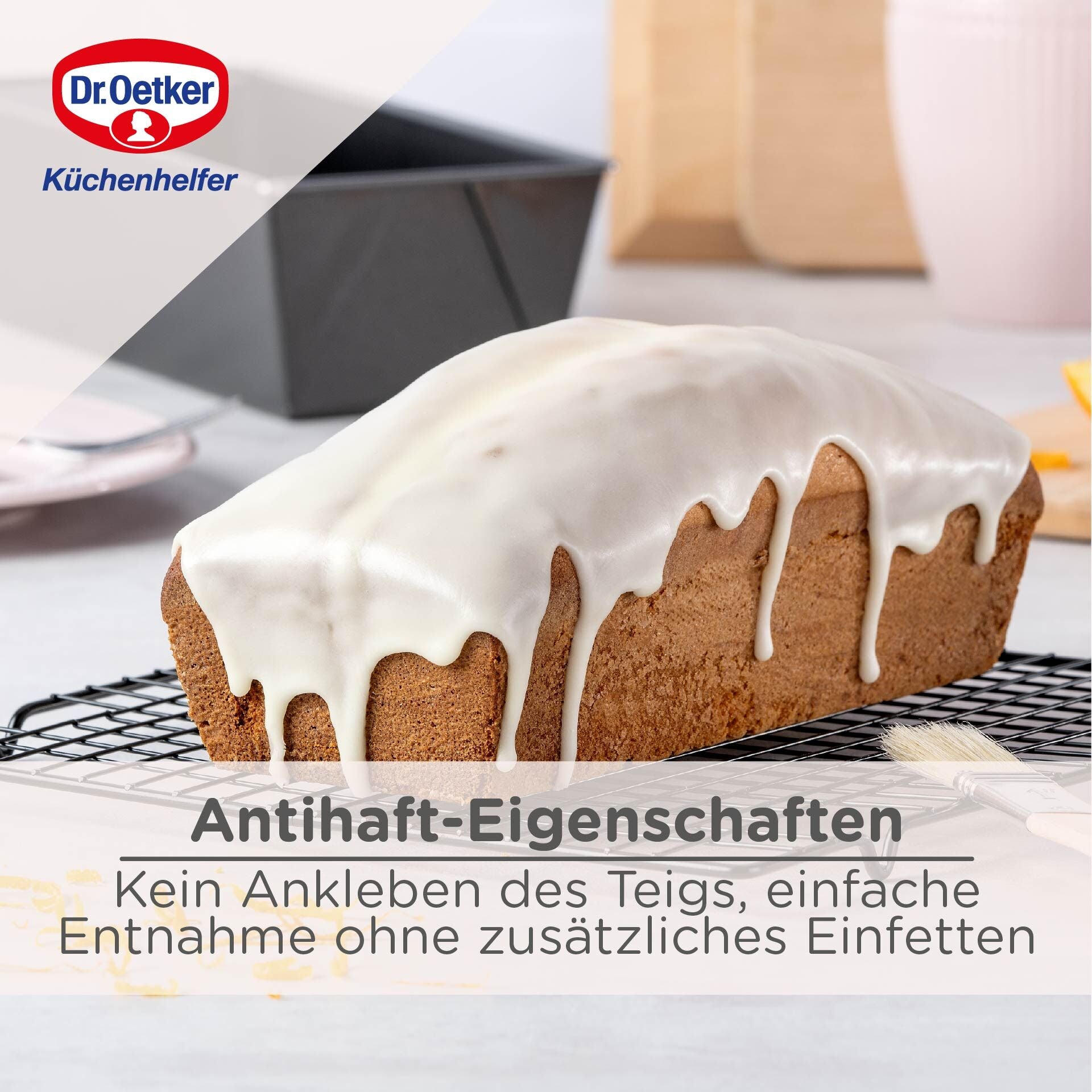 Brødform 25 cm non-stick PFAS-fri stål Dr. Oetker med bakt brød