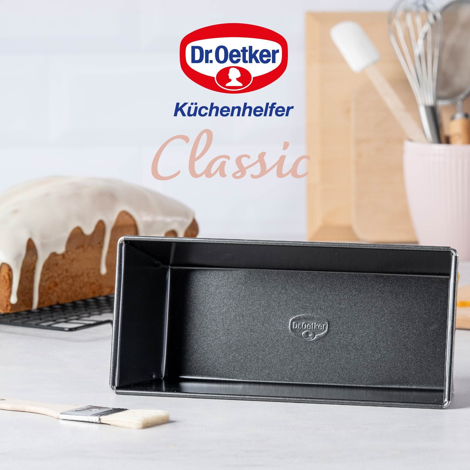 Brødform 25 cm non-stick PFAS-fri stål Dr. Oetker med kake