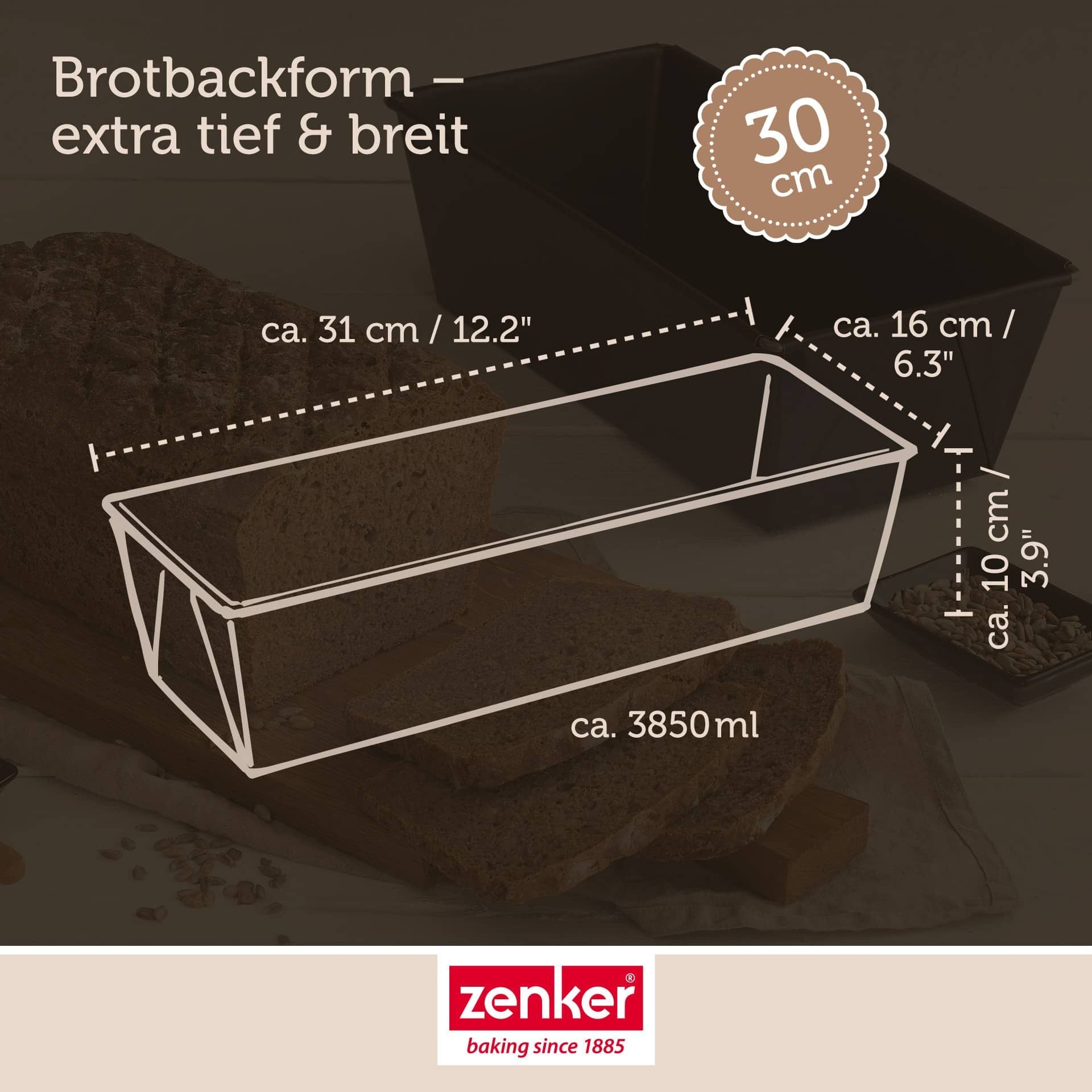 Brødform 31 cm non-stick Black Metallic - Zenker montert i ovn