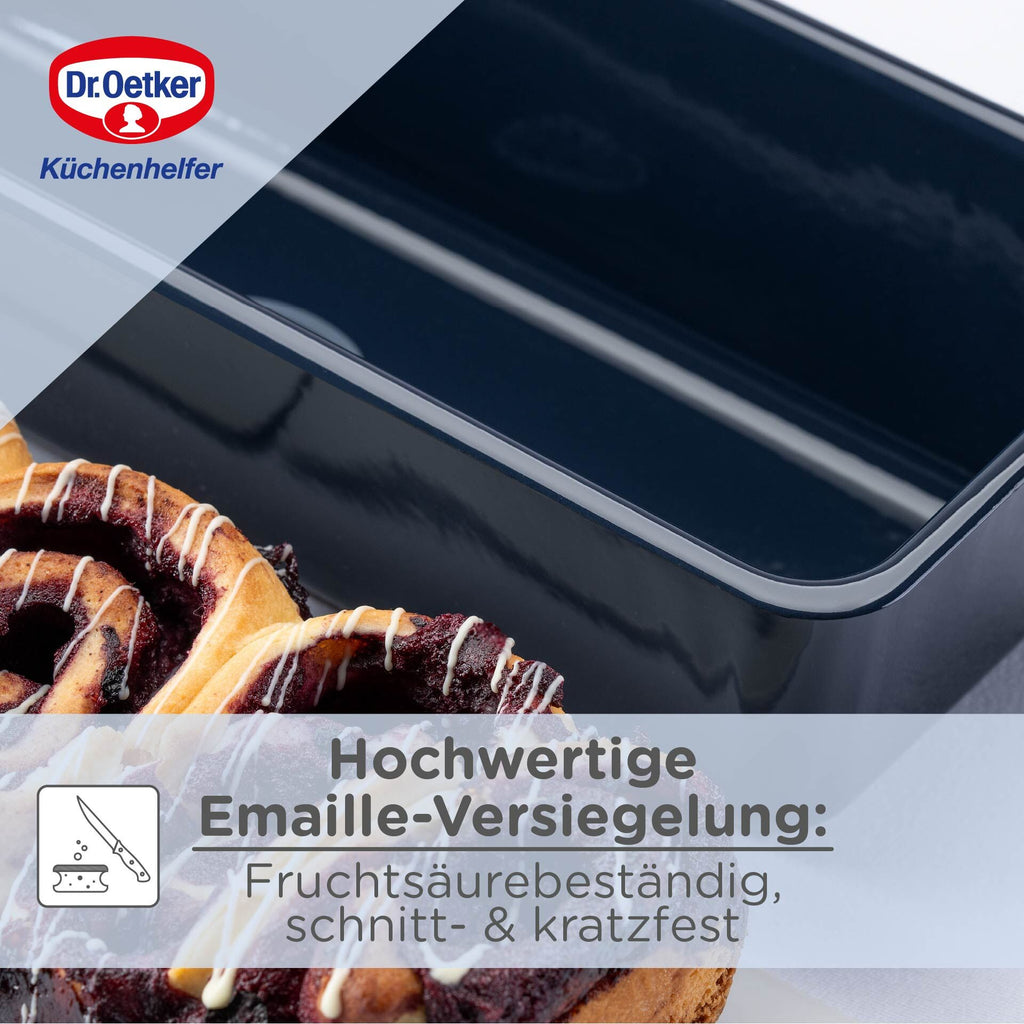 Brødform emaljert 35x12x8,5 cm non-stick - Dr. Oetker med pakningsetikett