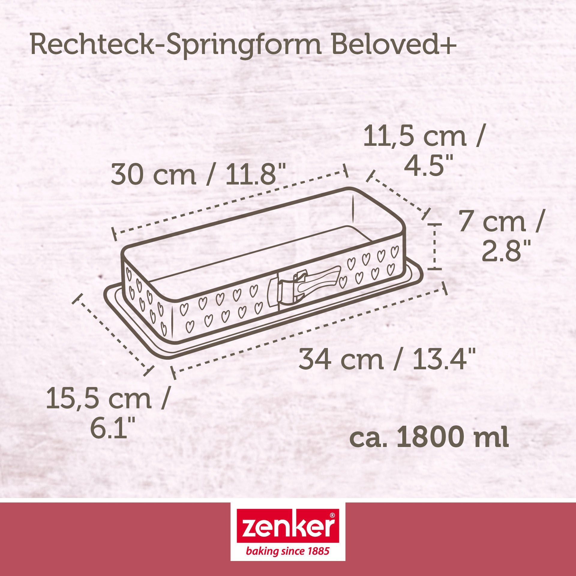 Nærbilde av hjerteprydet ramme på Brødform springform 30x11,5 cm non-stick PFAS-fri Zenker