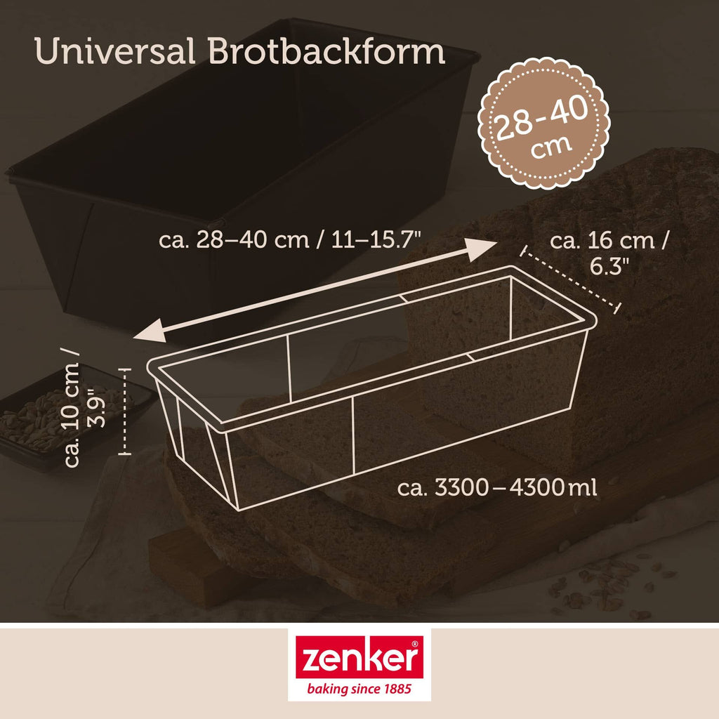 Brødform uttrekkbar 28-40 cm non-stick svart - Zenker montert i ovn