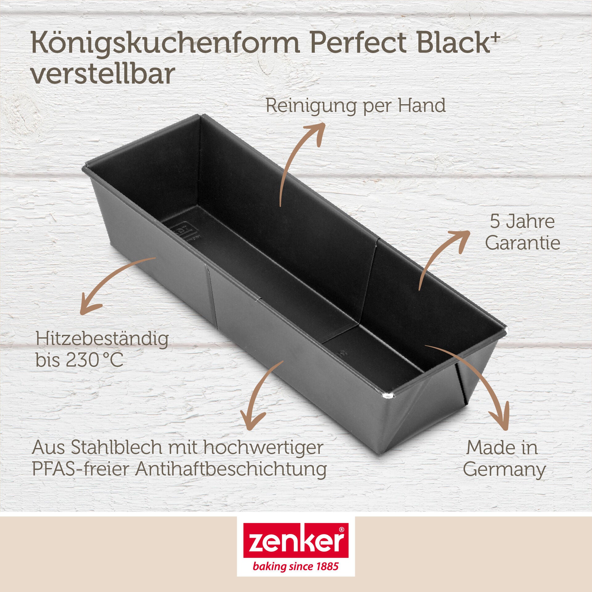 Montert Brødform uttrekkbar non-stick 20-35 cm PFAS-fri - Zenker med justerbar lengde