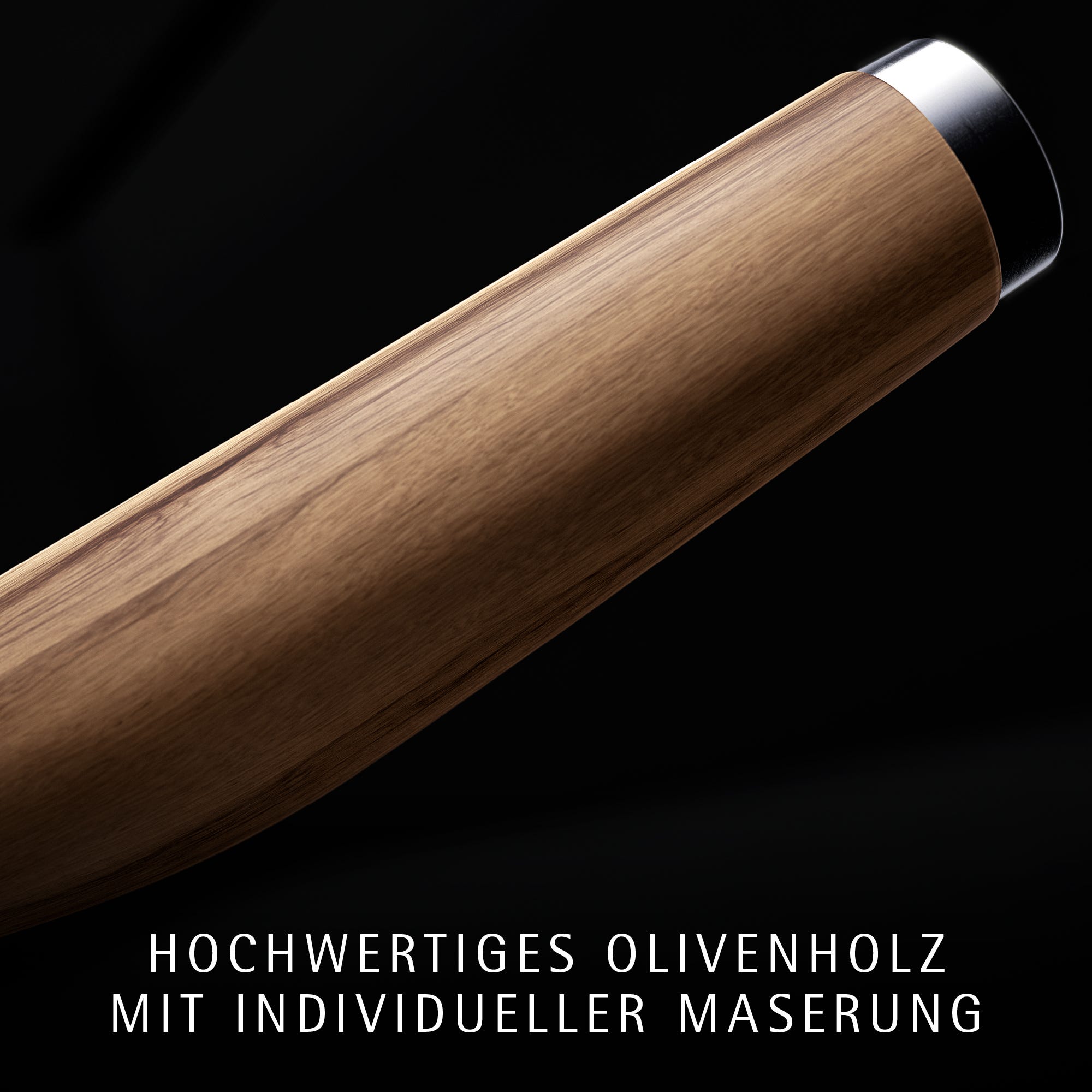 Brødkniv 19 cm bølgeslipt oliventre Grand Wood WMF montert på skjærefjøl