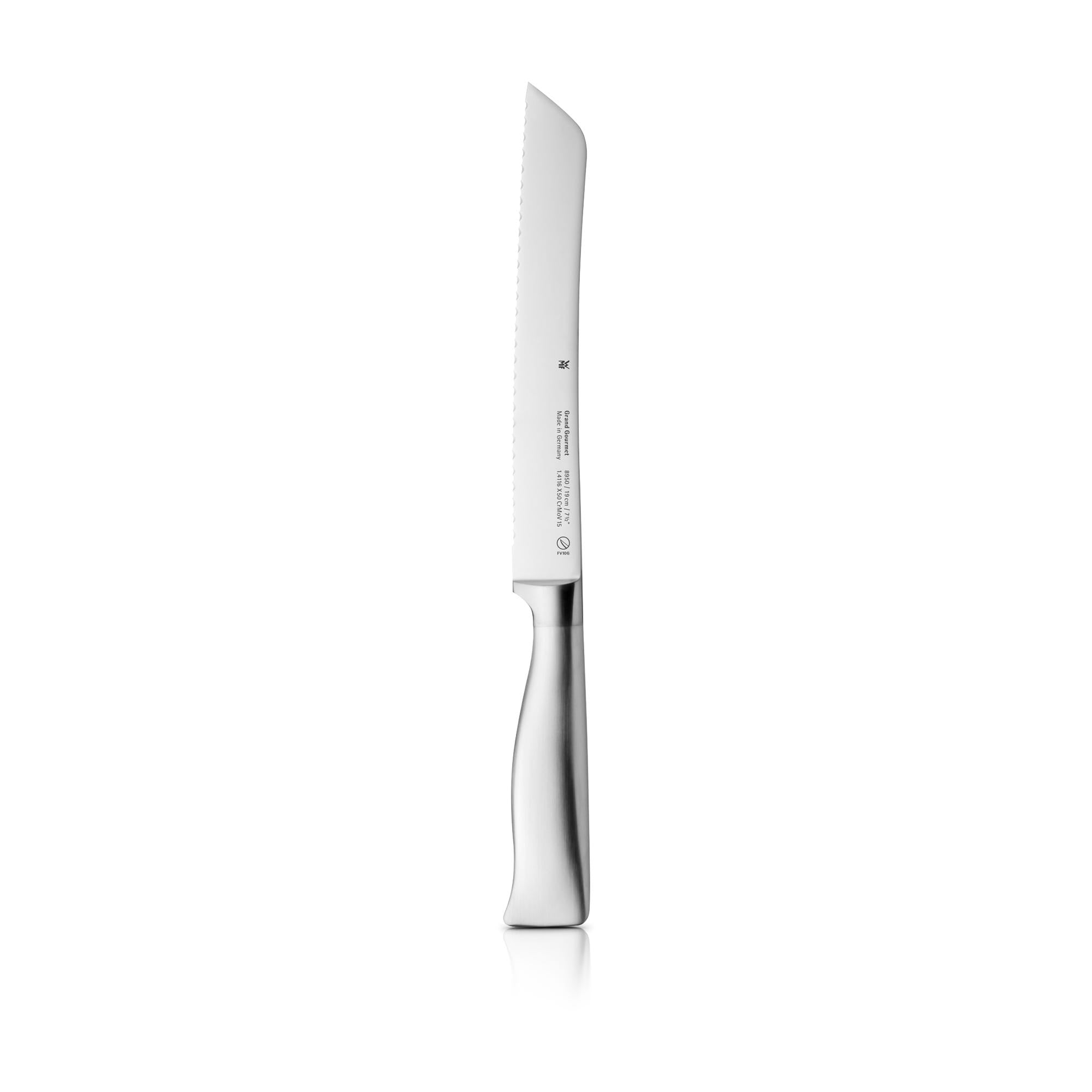 Brødkniv 19 cm bølgeslipt rustfritt stål Grand Gourmet - WMF forfra