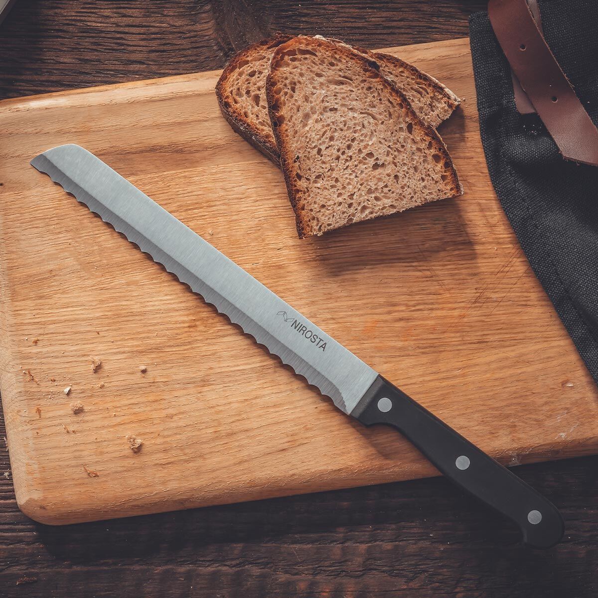 Brødkniv 20 cm bølgeslipt rustfritt stål - Nirosta bakside