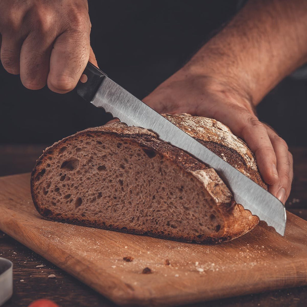 Brødkniv 20 cm bølgeslipt rustfritt stål - Nirosta detalj av blad