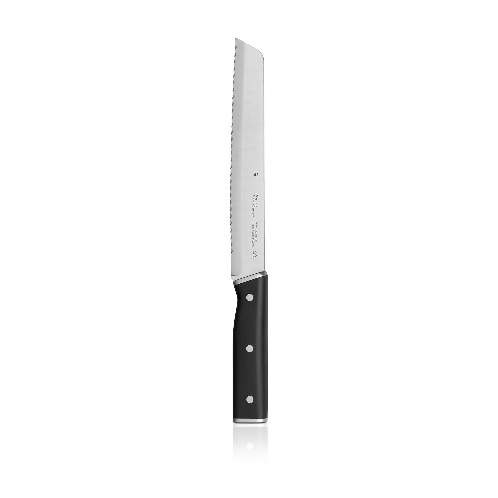 Brødkniv 20 cm bølgeslipt rustfritt stål Sequence - WMF forfra