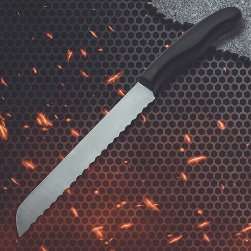 Brødkniv Fit 18 cm bølgeslipt rustfritt stål detalj av blad