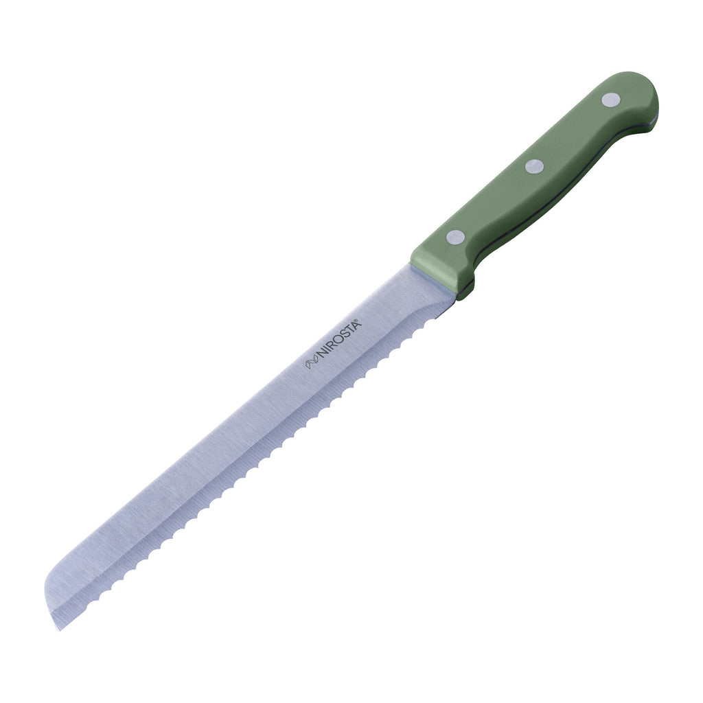 Brødkniv Trio 20 cm rustfritt stål bølgeslipt forfra