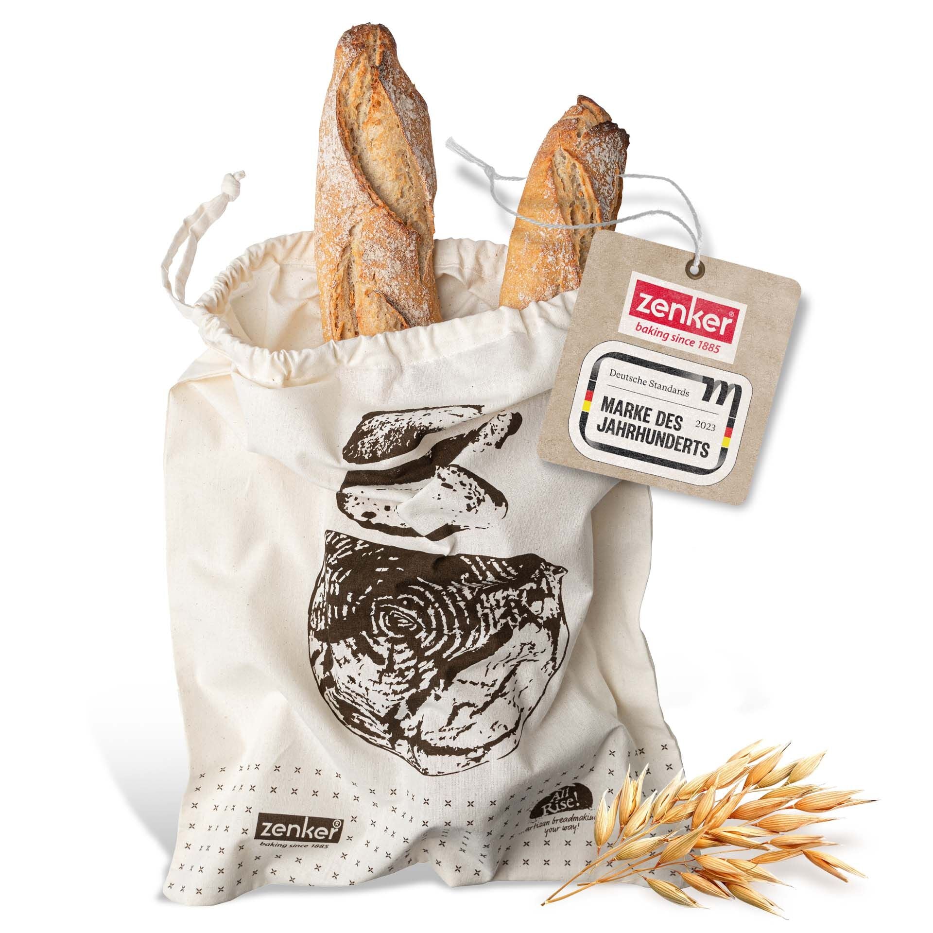 Brødpose bomull 45x38 cm Dein Brot Zenker bakside