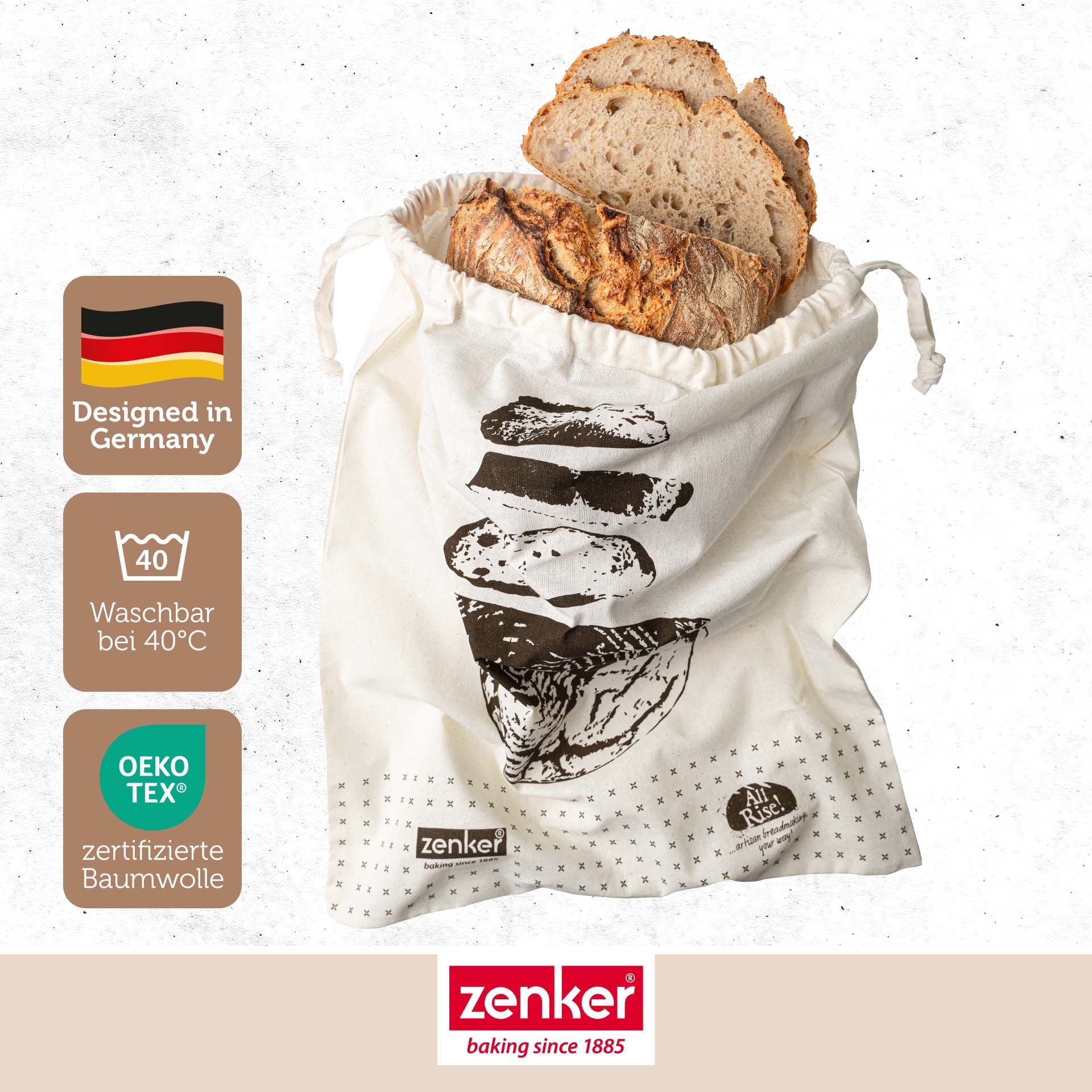 Montert brødpose bomull 45x38 cm Dein Brot Zenker