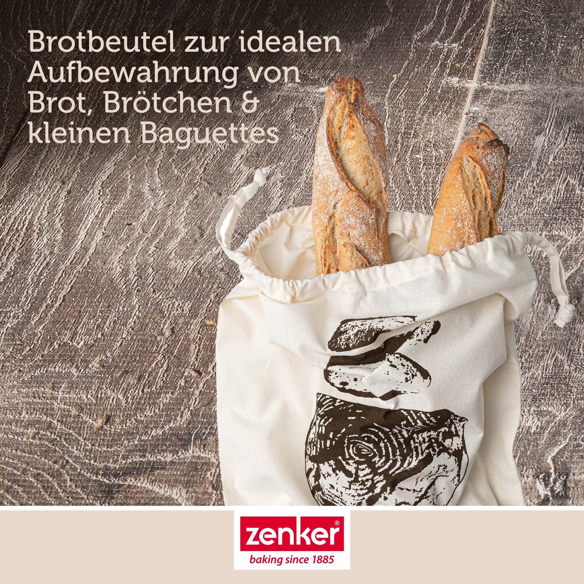 Brødpose bomull 45x38 cm Dein Brot Zenker brettet