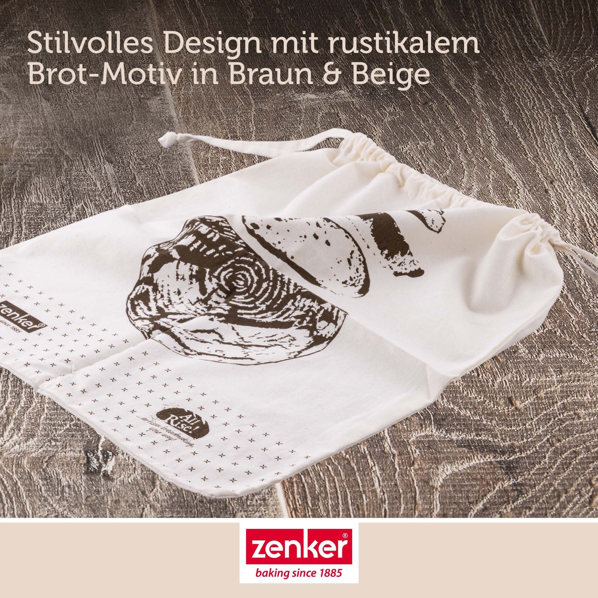 Brødpose bomull 45x38 cm Dein Brot Zenker med brød