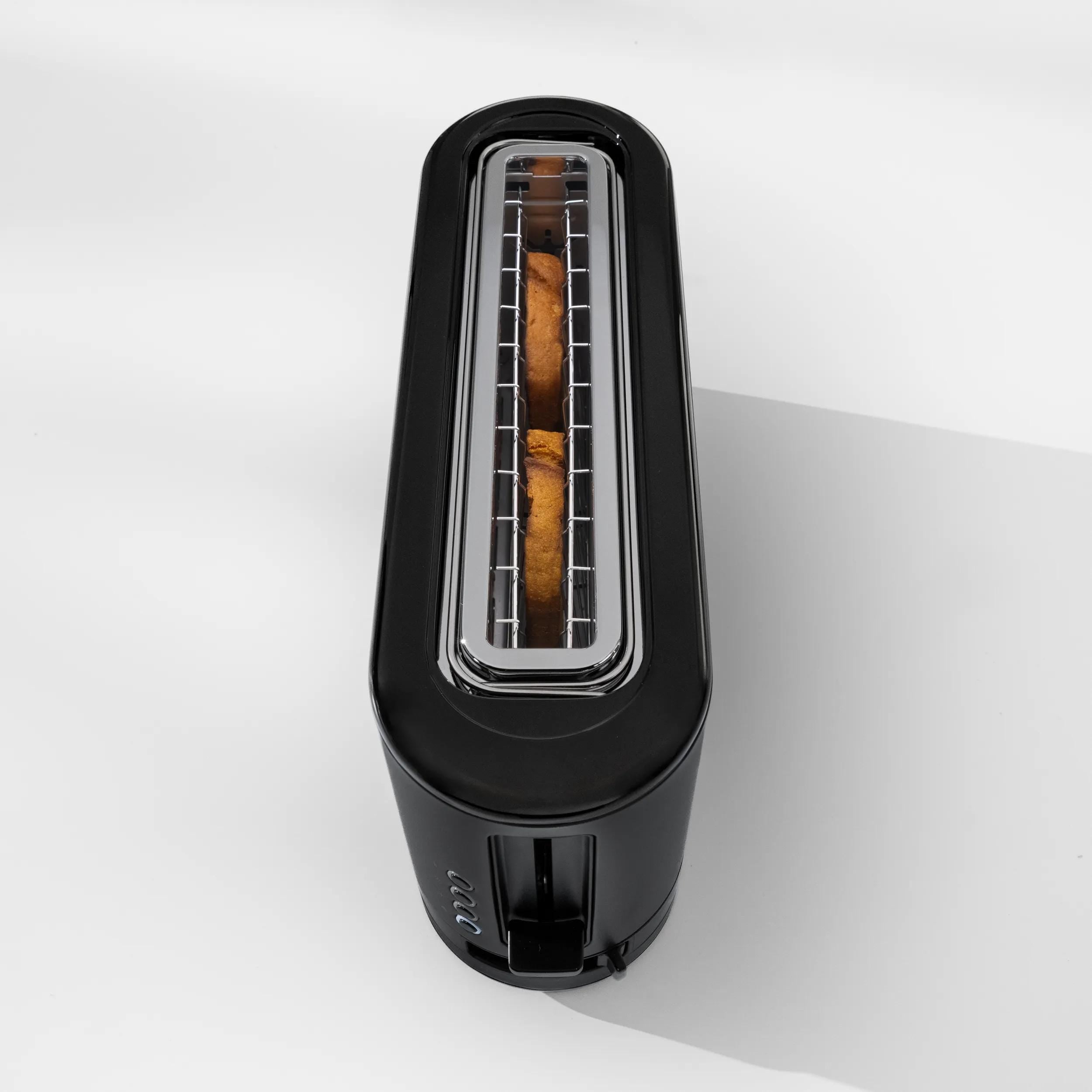 Brødrister langspor 2 skiver 900W svart - WMF KUCHENminis sideprofil