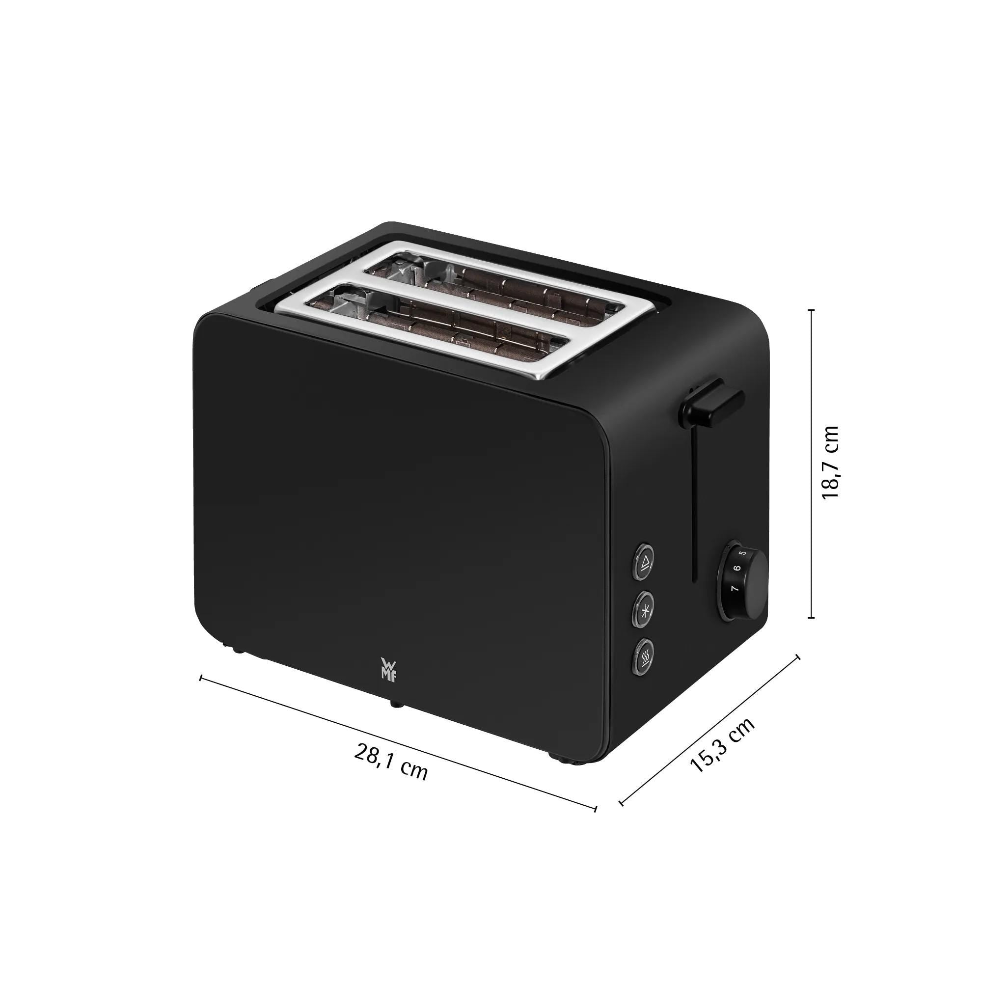 Nærbilde av brødzentriersystem i Brødrister Stelio Edition Deep Black