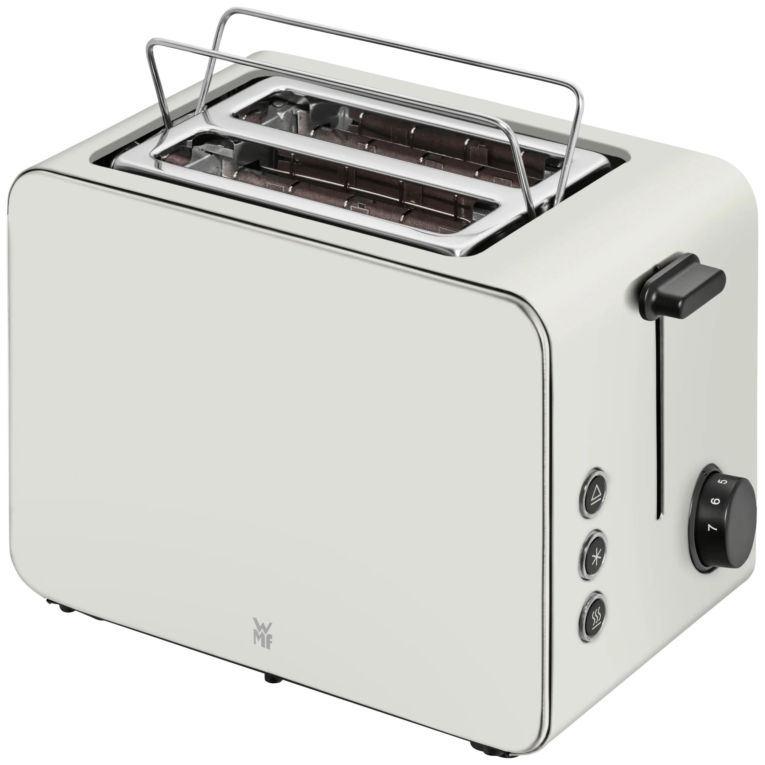 Nærbilde av smulebrett på Brødrister Stelio Edition Paper White